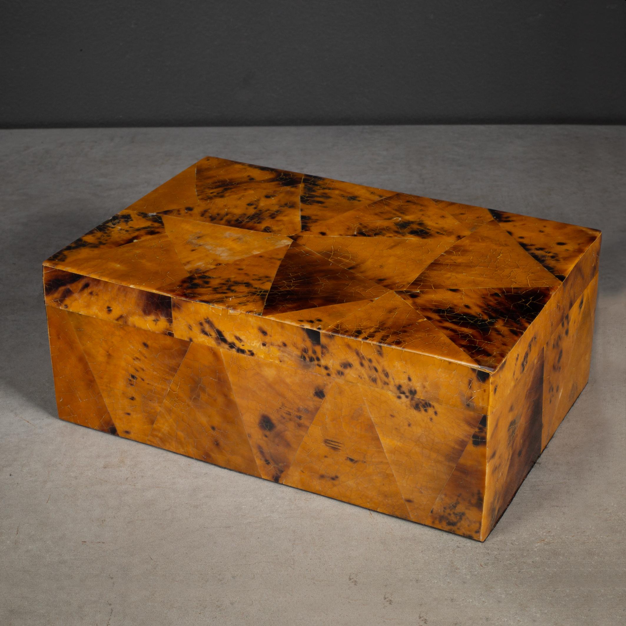 Modern Faux Tortoise Shell Decorative Box For Sale