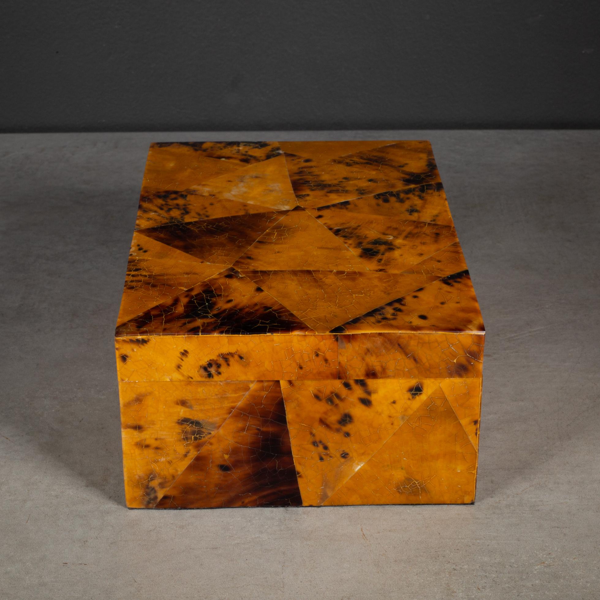 American Faux Tortoise Shell Decorative Box For Sale
