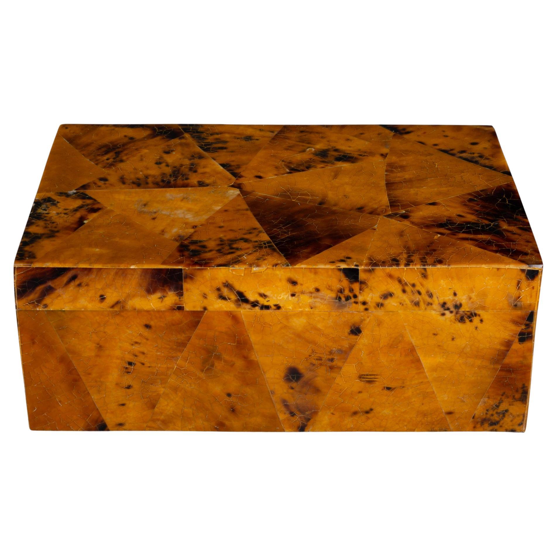 Faux Tortoise Shell Decorative Box For Sale