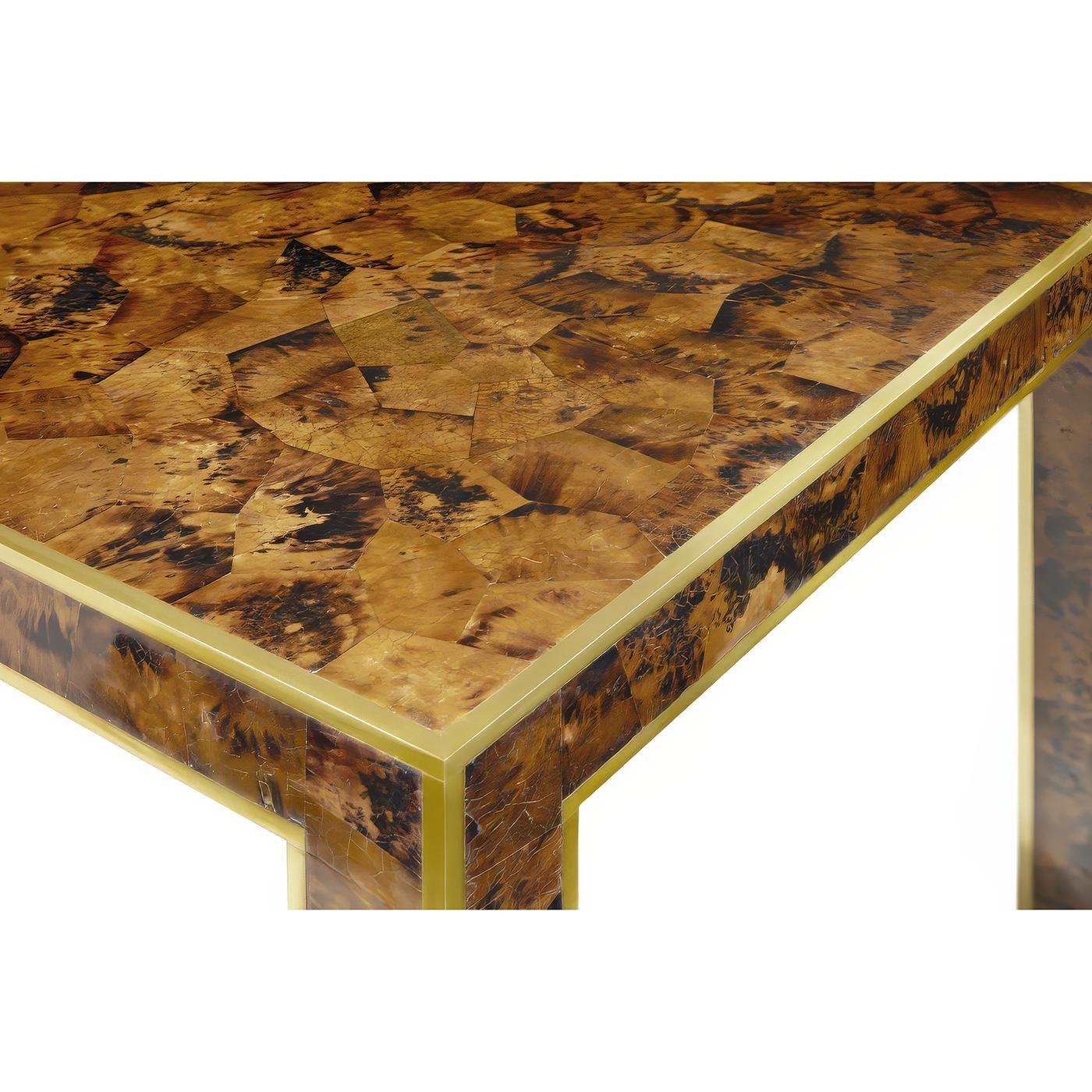 Asian Faux Tortoise Shell End Table For Sale