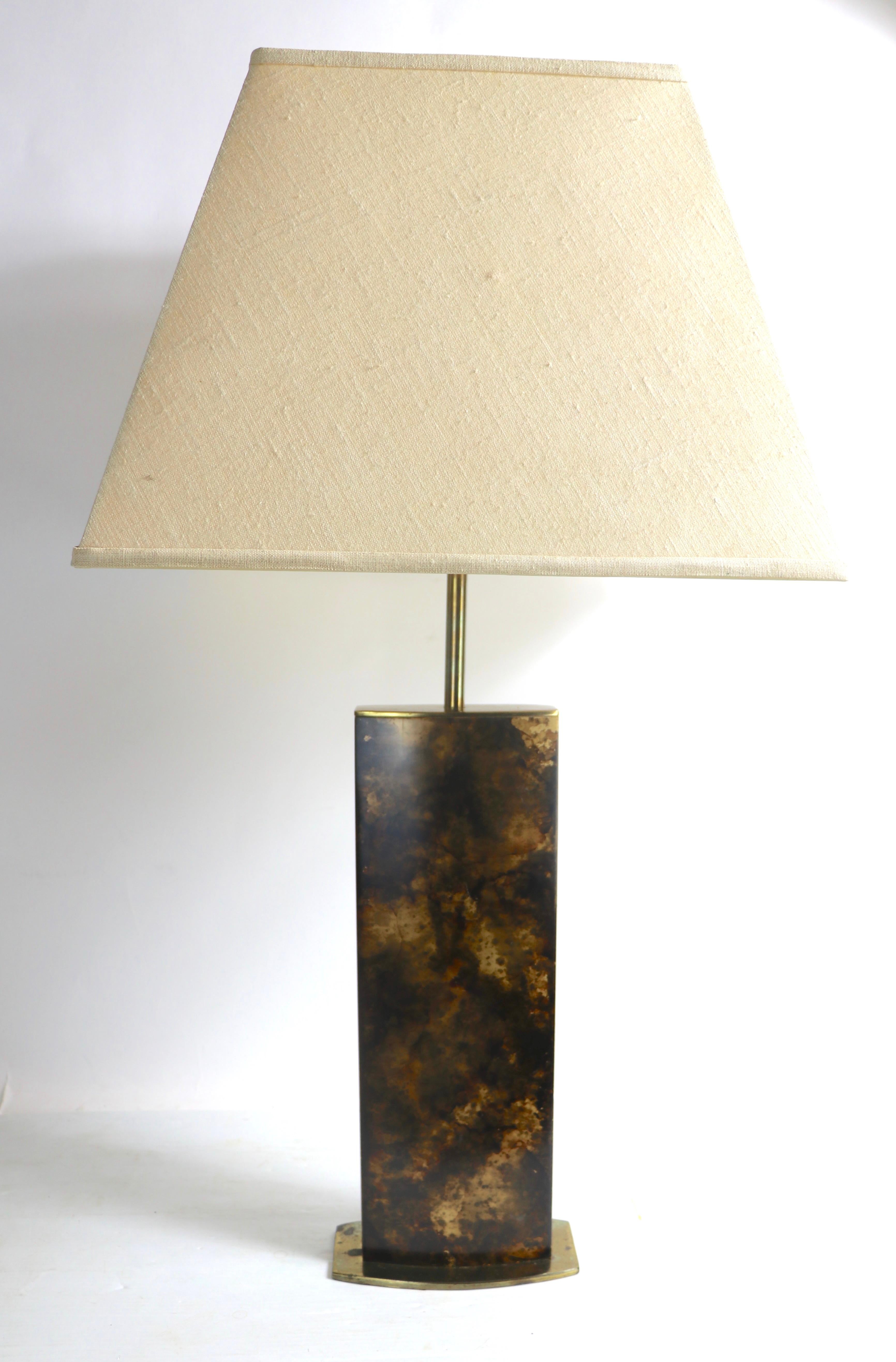 Metal Faux Tortoise Shell Finish Table Lamp by Mutual Sunset Lamp Manufacturing Co. For Sale