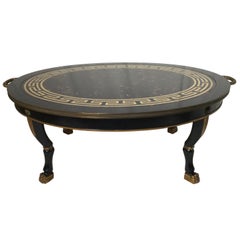 Faux Tortoise Shell Glass Topped Neoclassical Cocktail Table