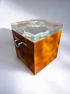 Faux Tortoise Shell Ice Bucket with tongs, Italy, 1970