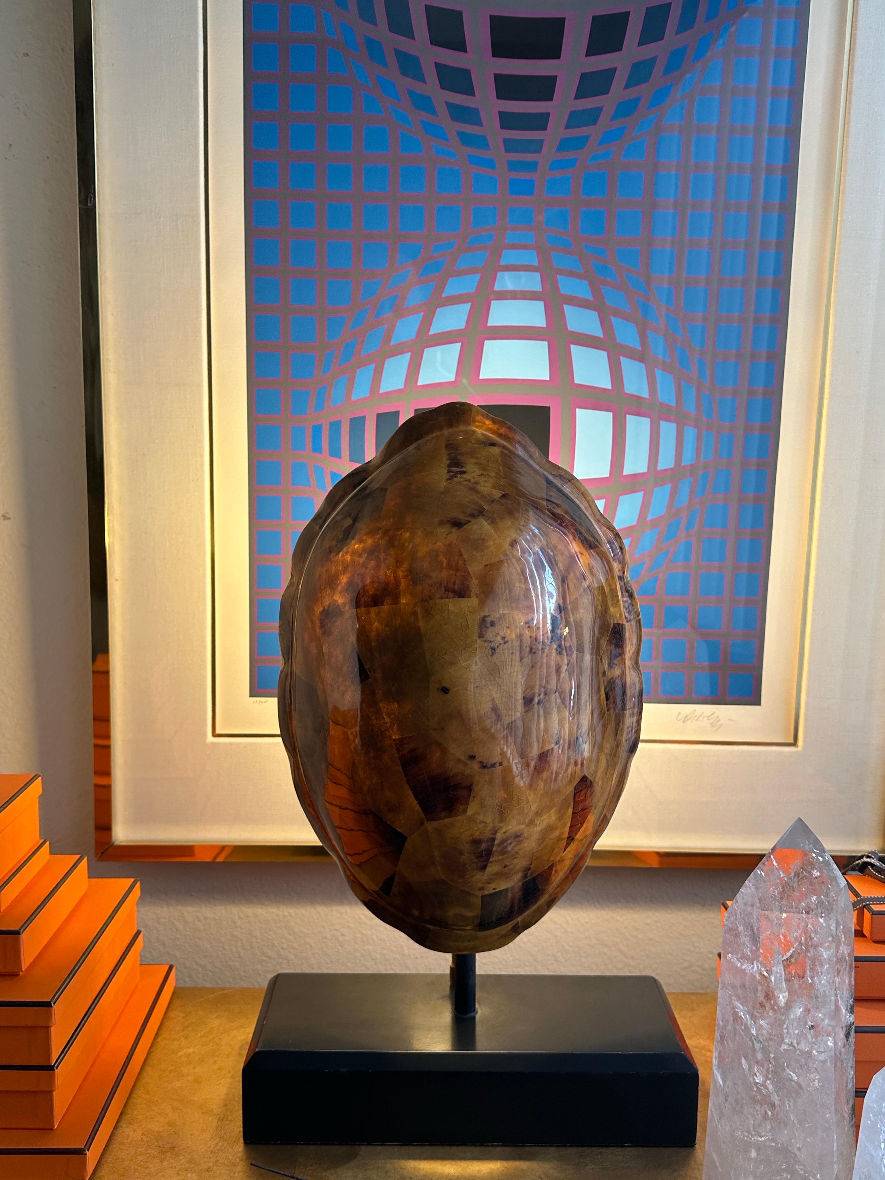 Faux Tortoise Shell Lamp In Good Condition In North Hollywood, CA