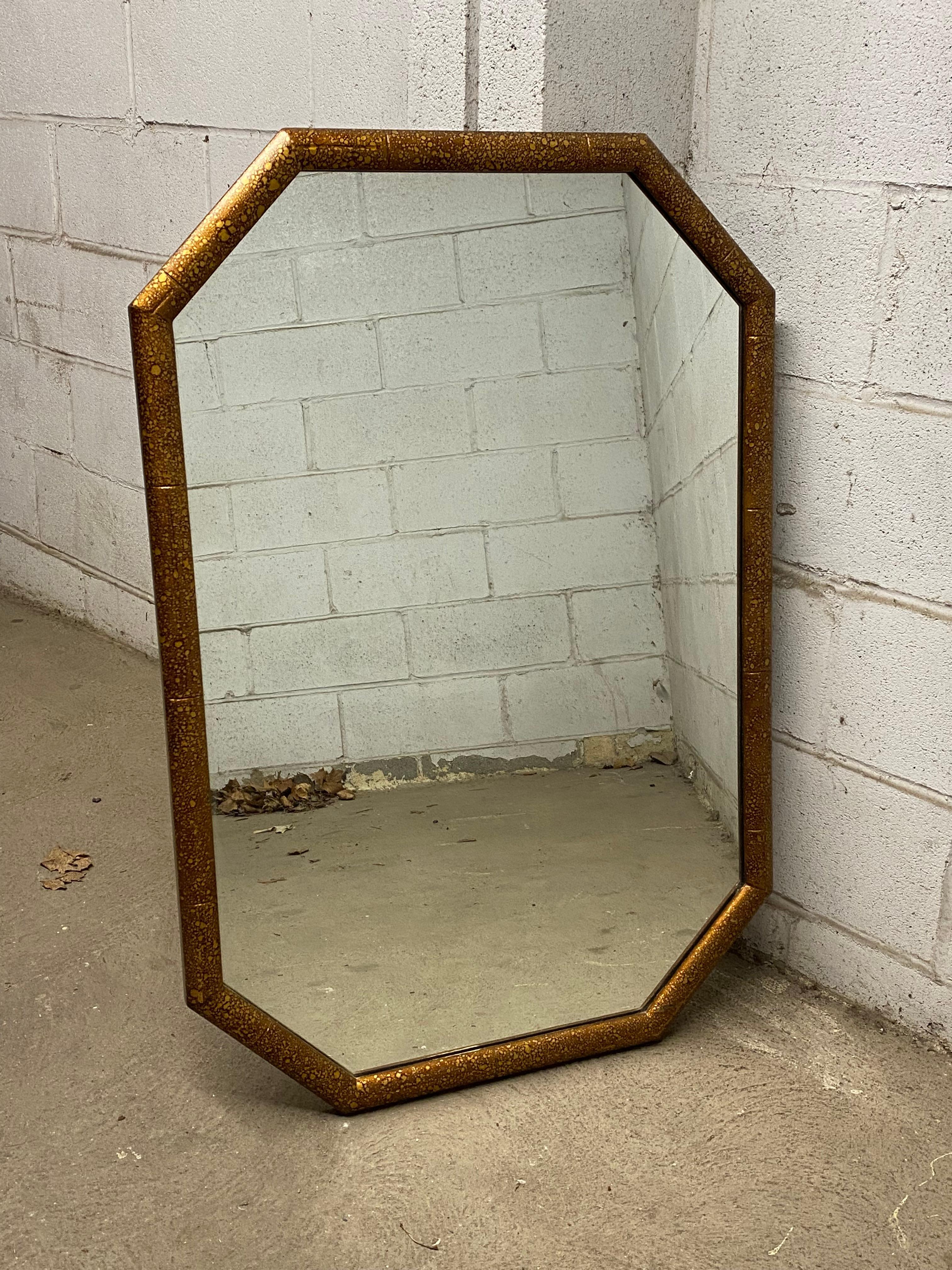 Mid-Century Modern Faux Tortoise Shell Octagonal Mirror