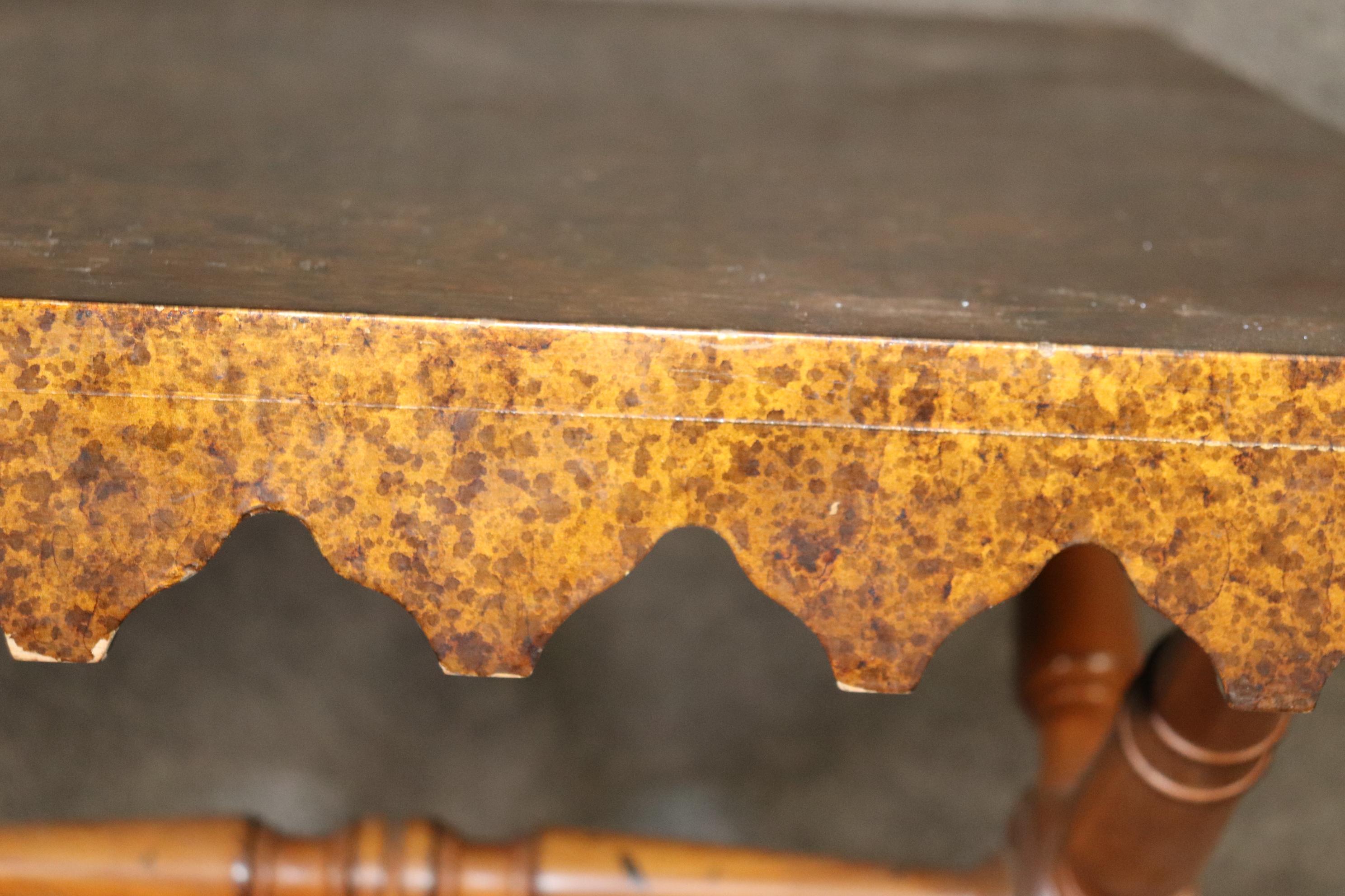 Faux Tortoise Shell Paint Decorated End Table Attributed to Maison Jansen For Sale 4