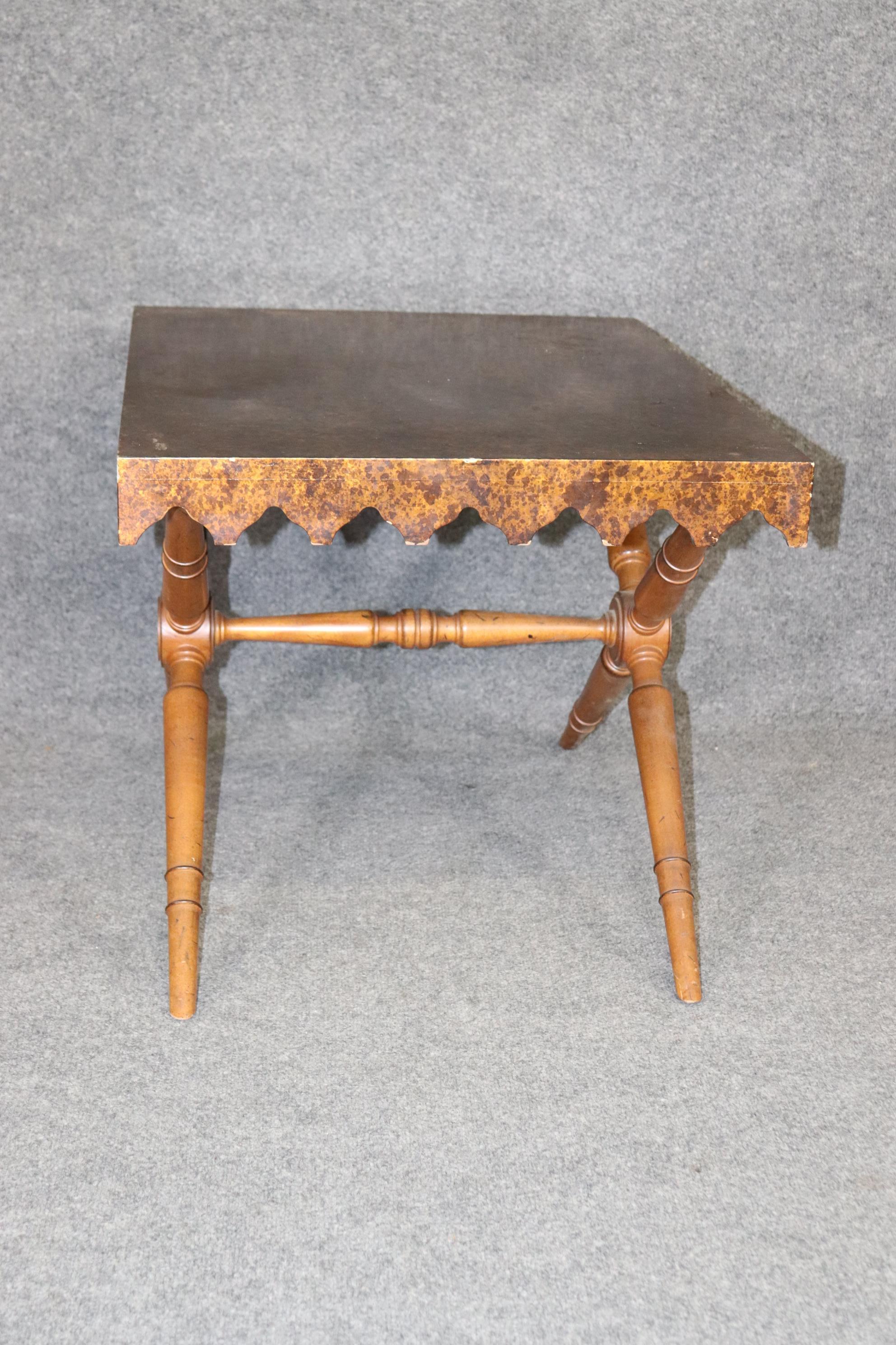 Walnut Faux Tortoise Shell Paint Decorated End Table Attributed to Maison Jansen For Sale