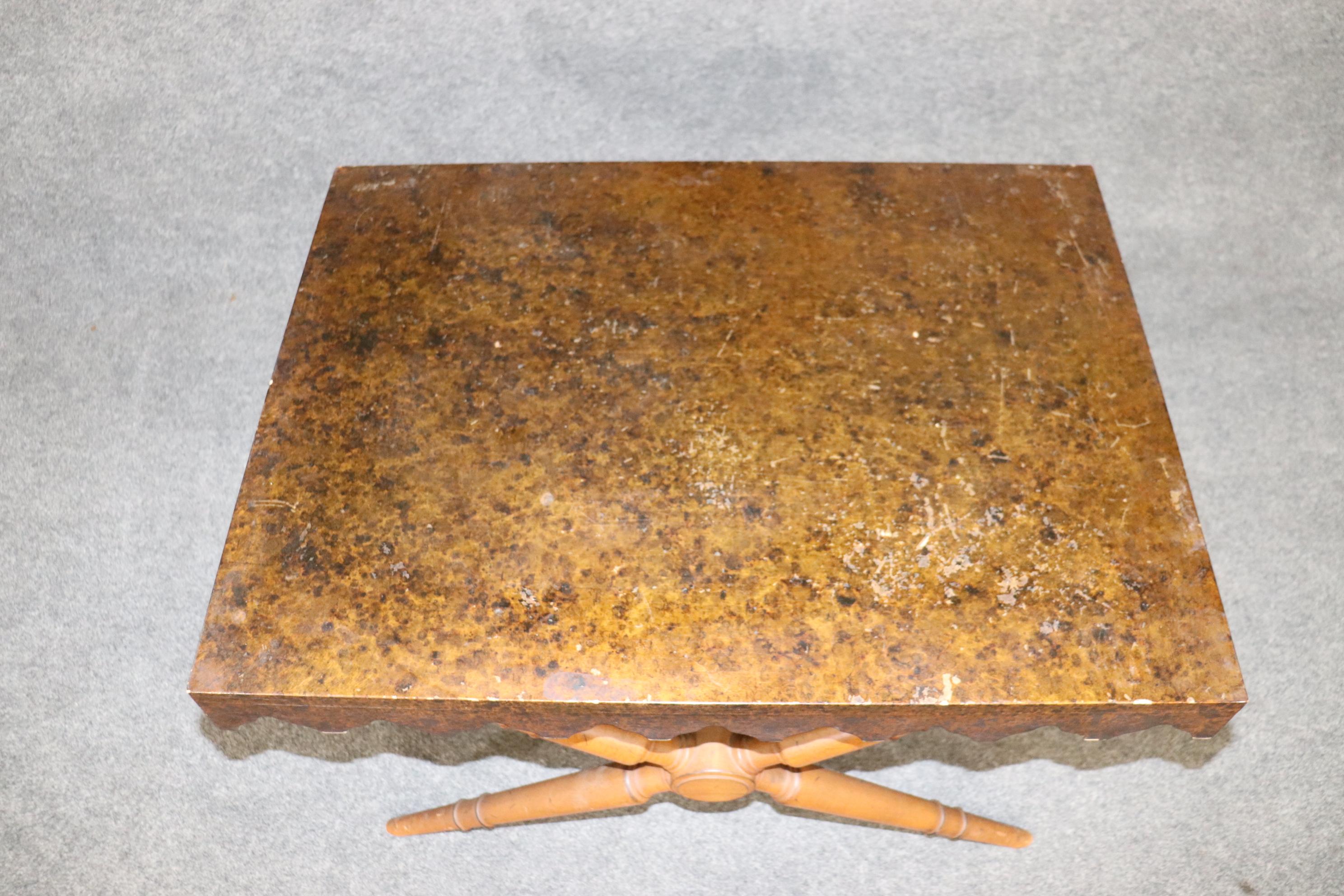 Faux Tortoise Shell Paint Decorated End Table Attributed to Maison Jansen For Sale 1