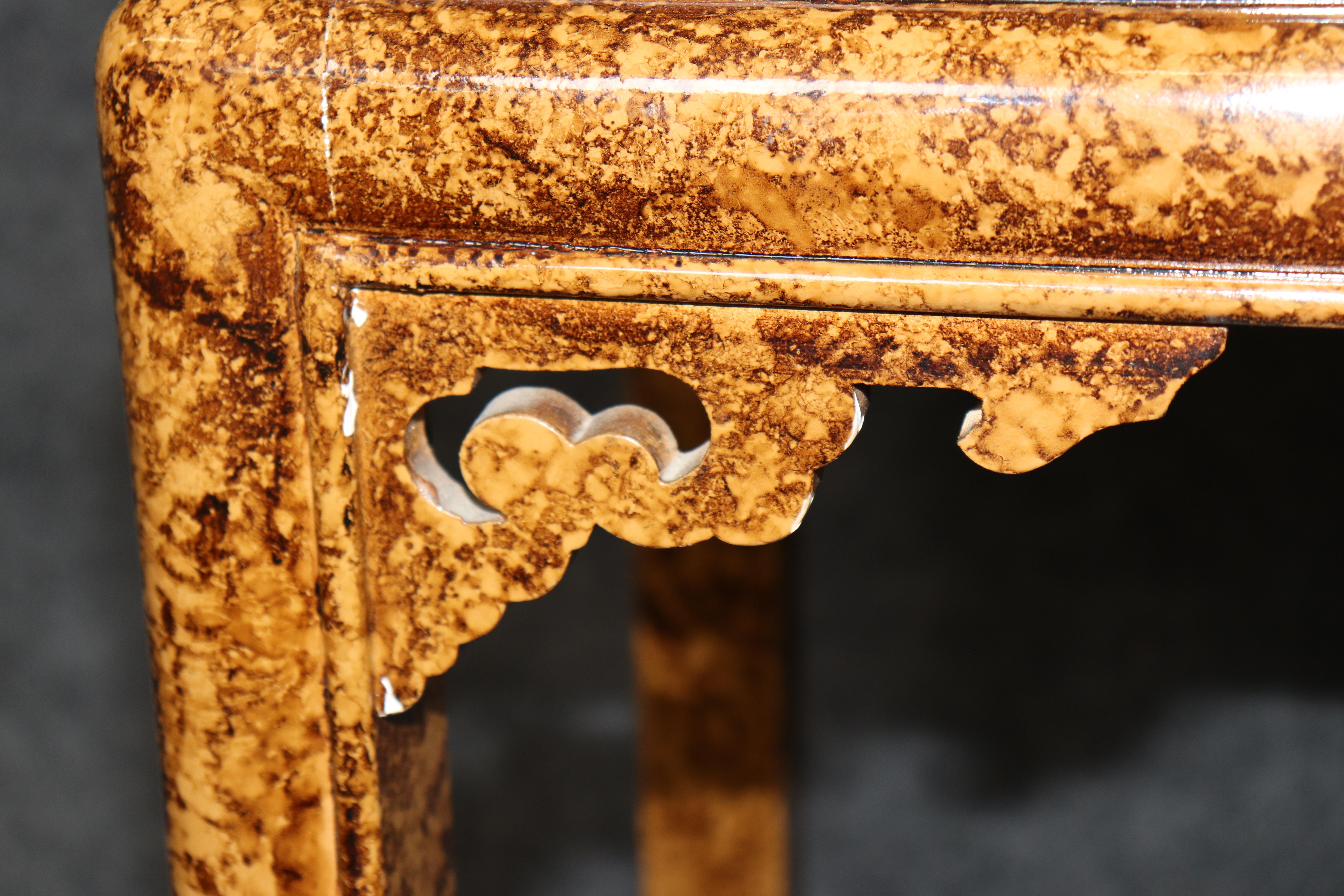 Faux Tortoise Shell Painted Sofa Console Table Manner of Maison Jansen For Sale 4