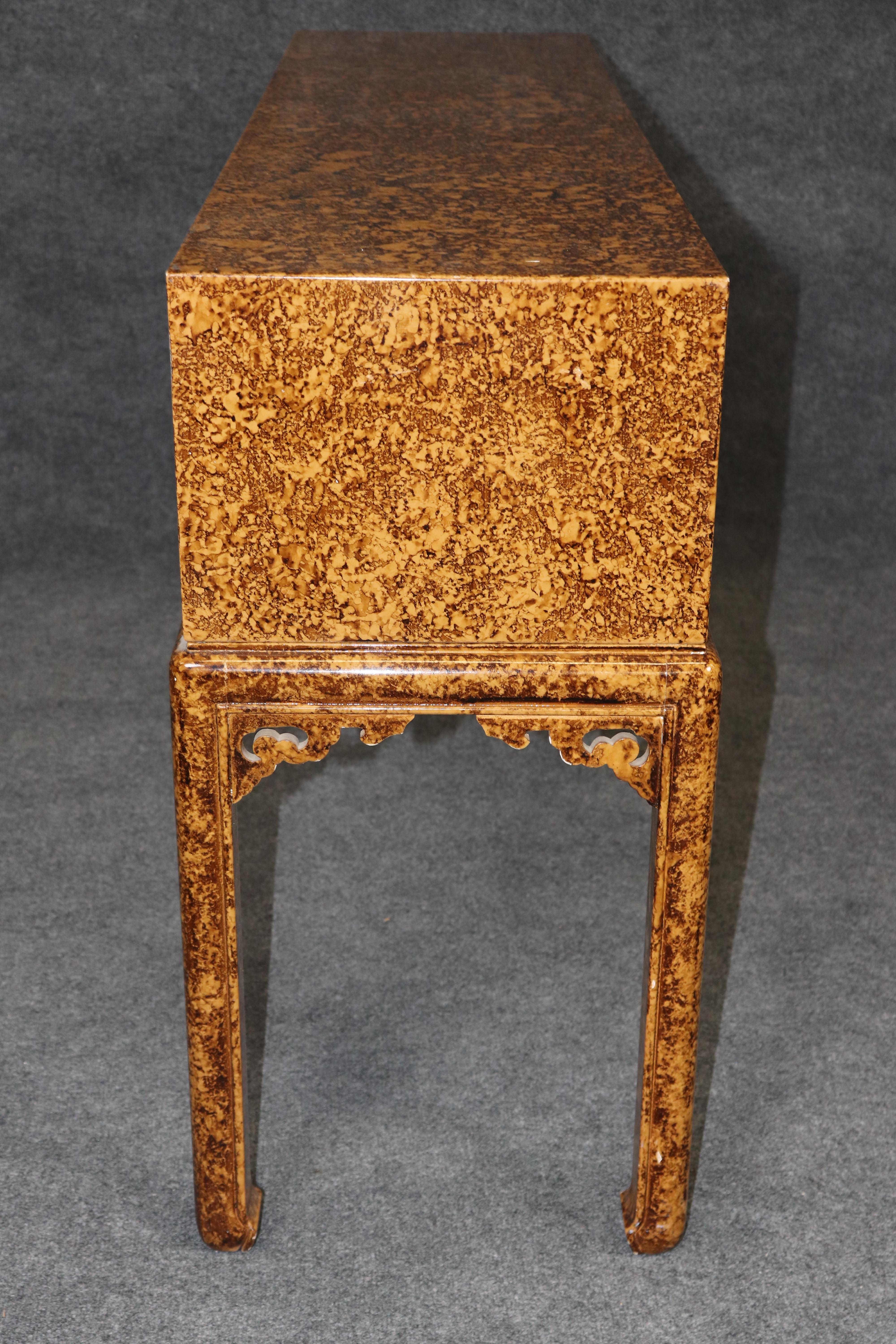 Faux Tortoise Shell Painted Sofa Console Table Manner of Maison Jansen In Good Condition For Sale In Swedesboro, NJ
