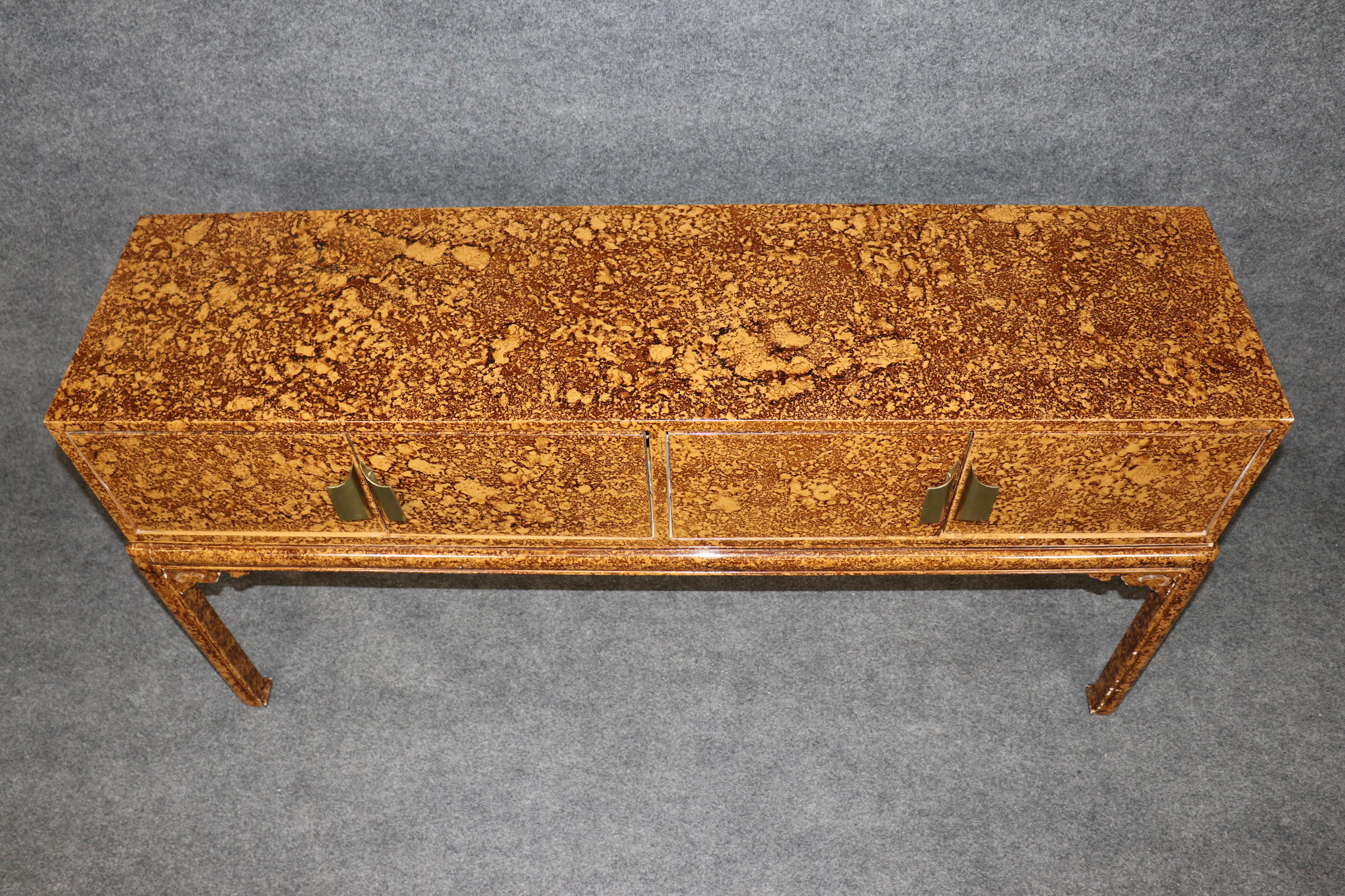 Faux Tortoise Shell Painted Sofa Console Table Manner of Maison Jansen For Sale 1