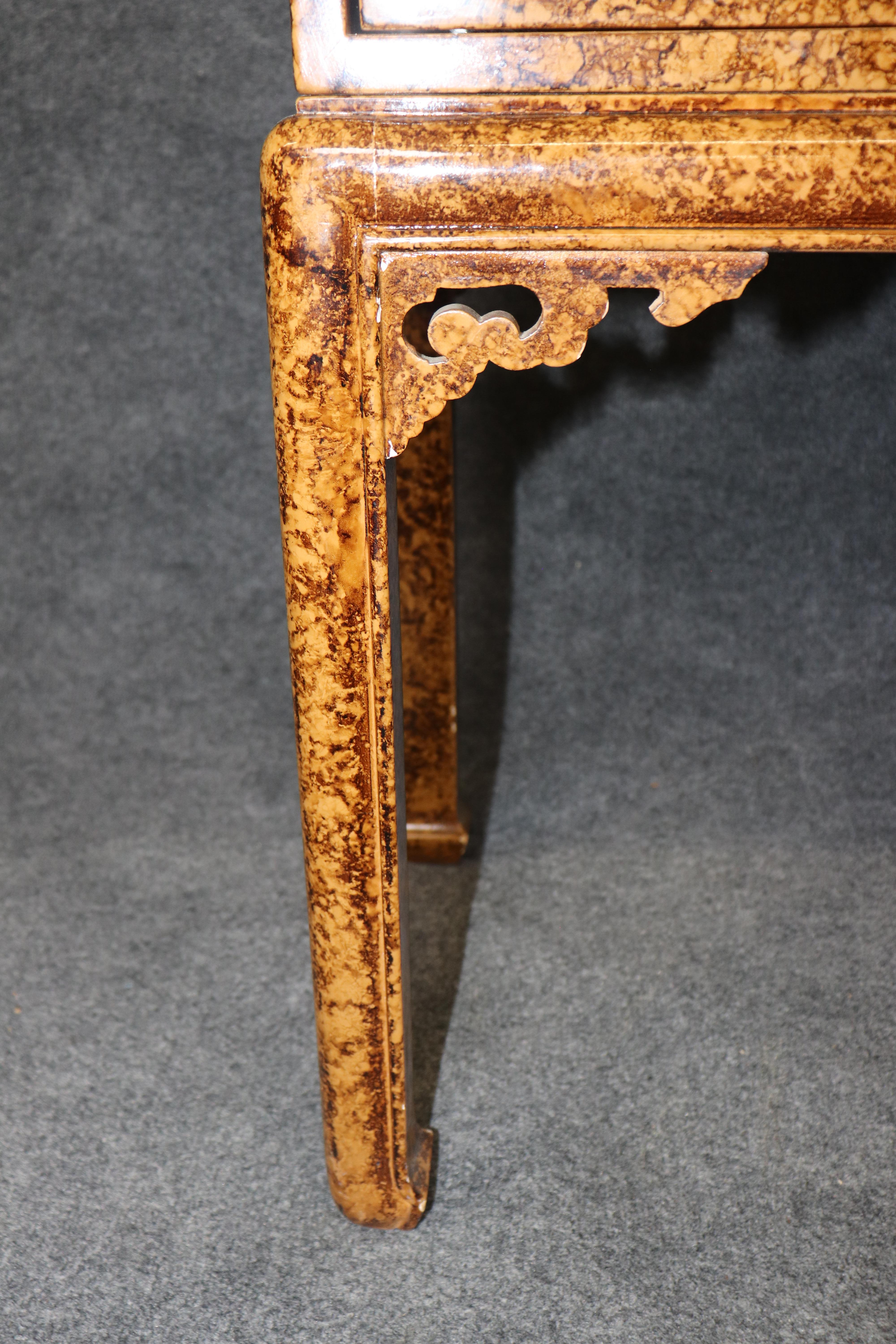 Faux Tortoise Shell Painted Sofa Console Table Manner of Maison Jansen For Sale 2