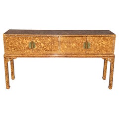 Faux Tortoise Shell Painted Sofa Console Table Manner of Maison Jansen