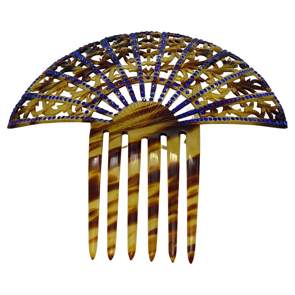 Art Nouveau Faux Tortoise Shell Peineta w/Six Fork For Sale