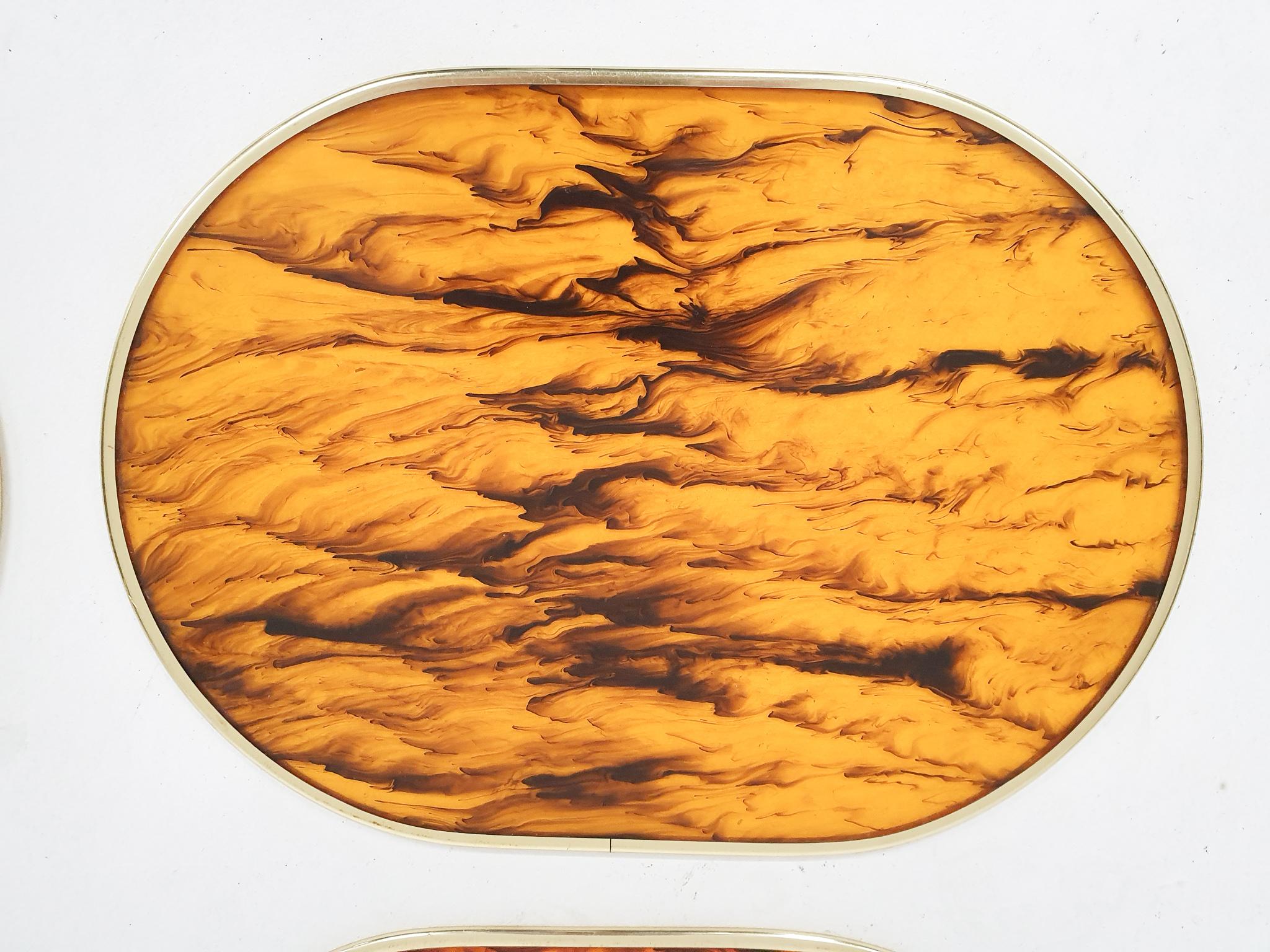Hollywood Regency Faux tortoise shell placemats in the style of Dior or Rede Guzzini, Italy 1970's For Sale