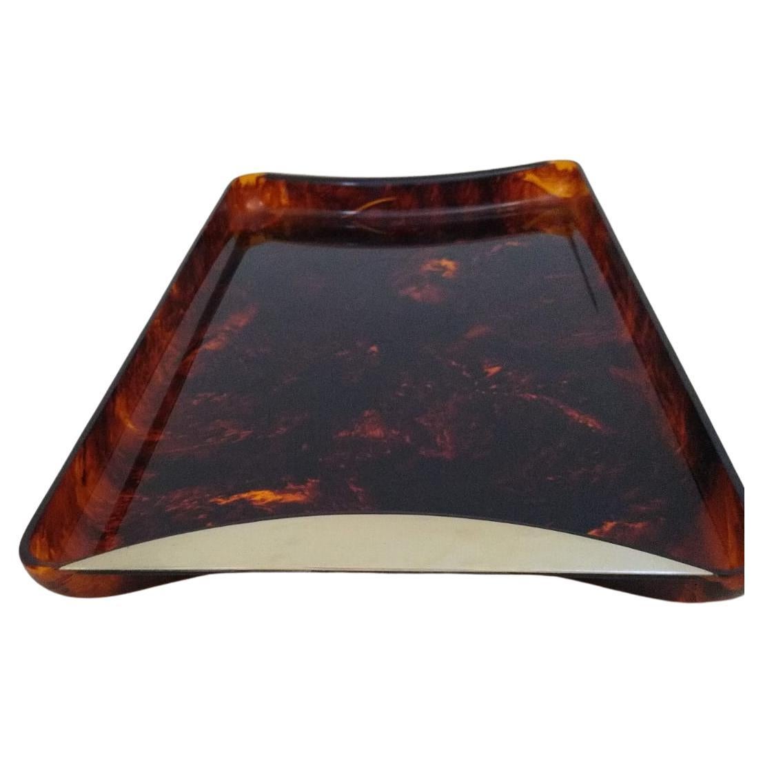 Italian Faux Tortoise Tray, Italy 1960s For Sale
