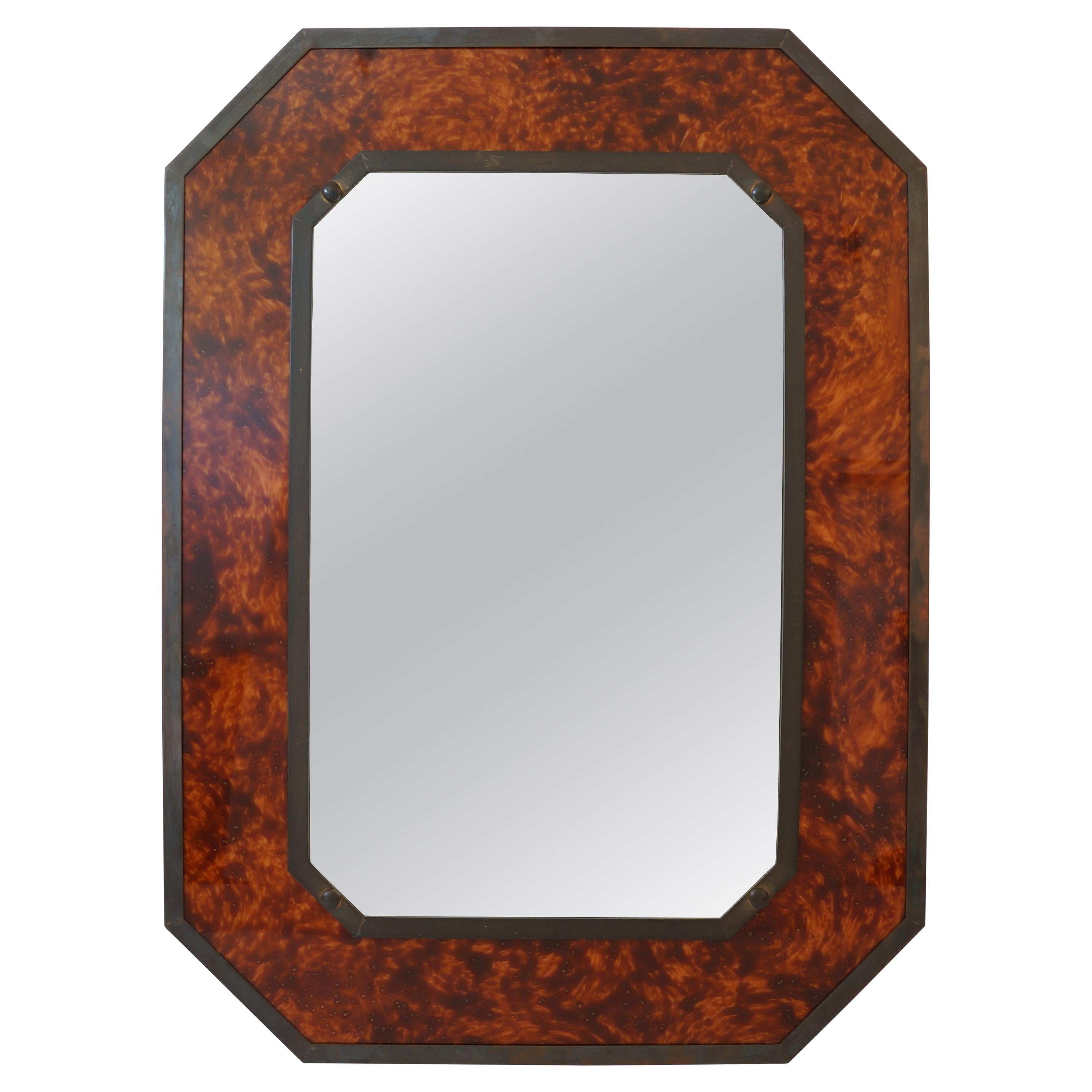 Faux Tortoiseshell and Bronze Mirror