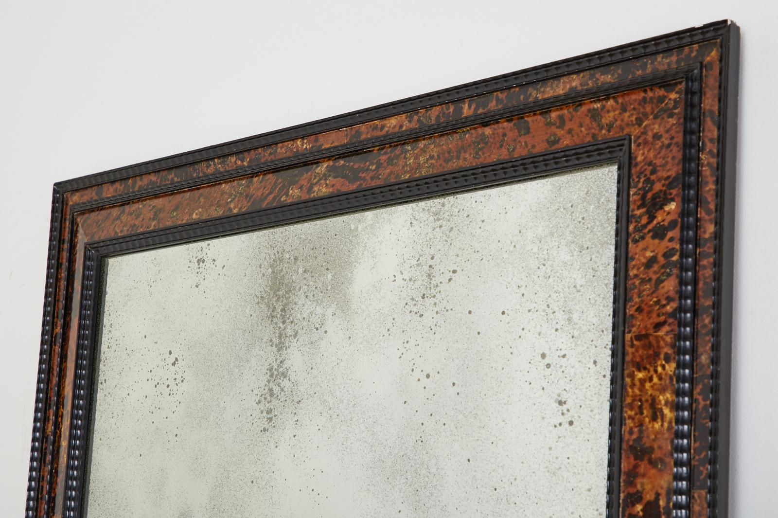 Faux Tortoiseshell and Ebony Dutch Baroque Style Mirror For Sale 3