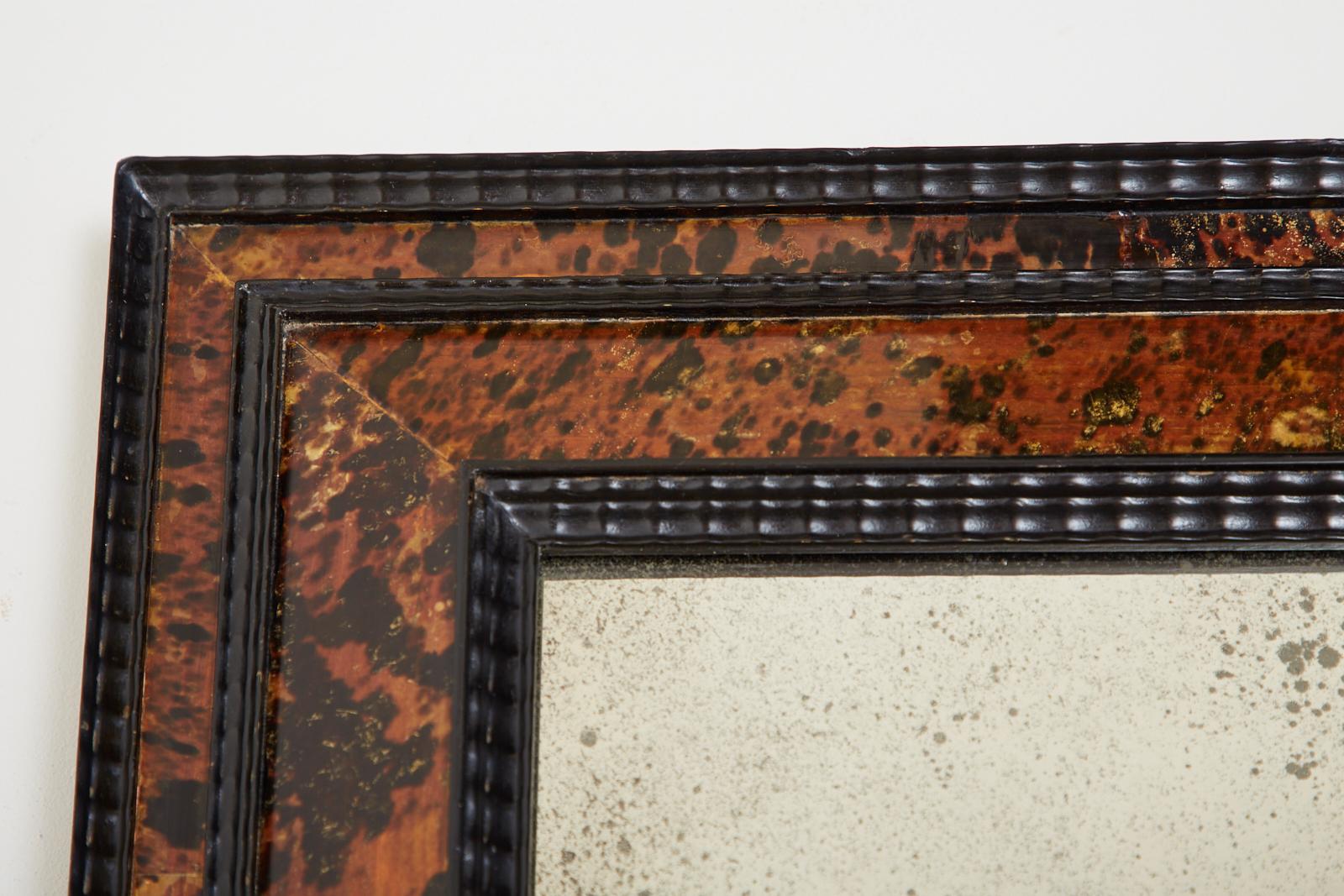 Faux Tortoiseshell and Ebony Dutch Baroque Style Mirror For Sale 6