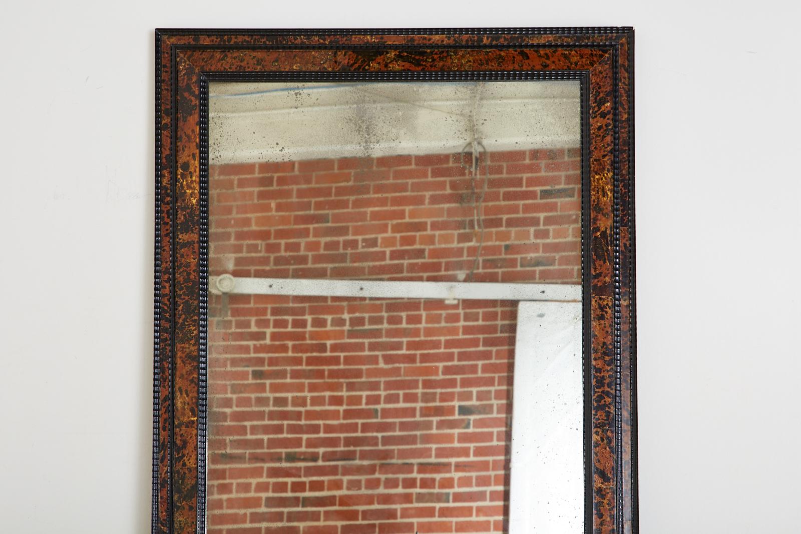 Ebonized Faux Tortoiseshell and Ebony Dutch Baroque Style Mirror For Sale