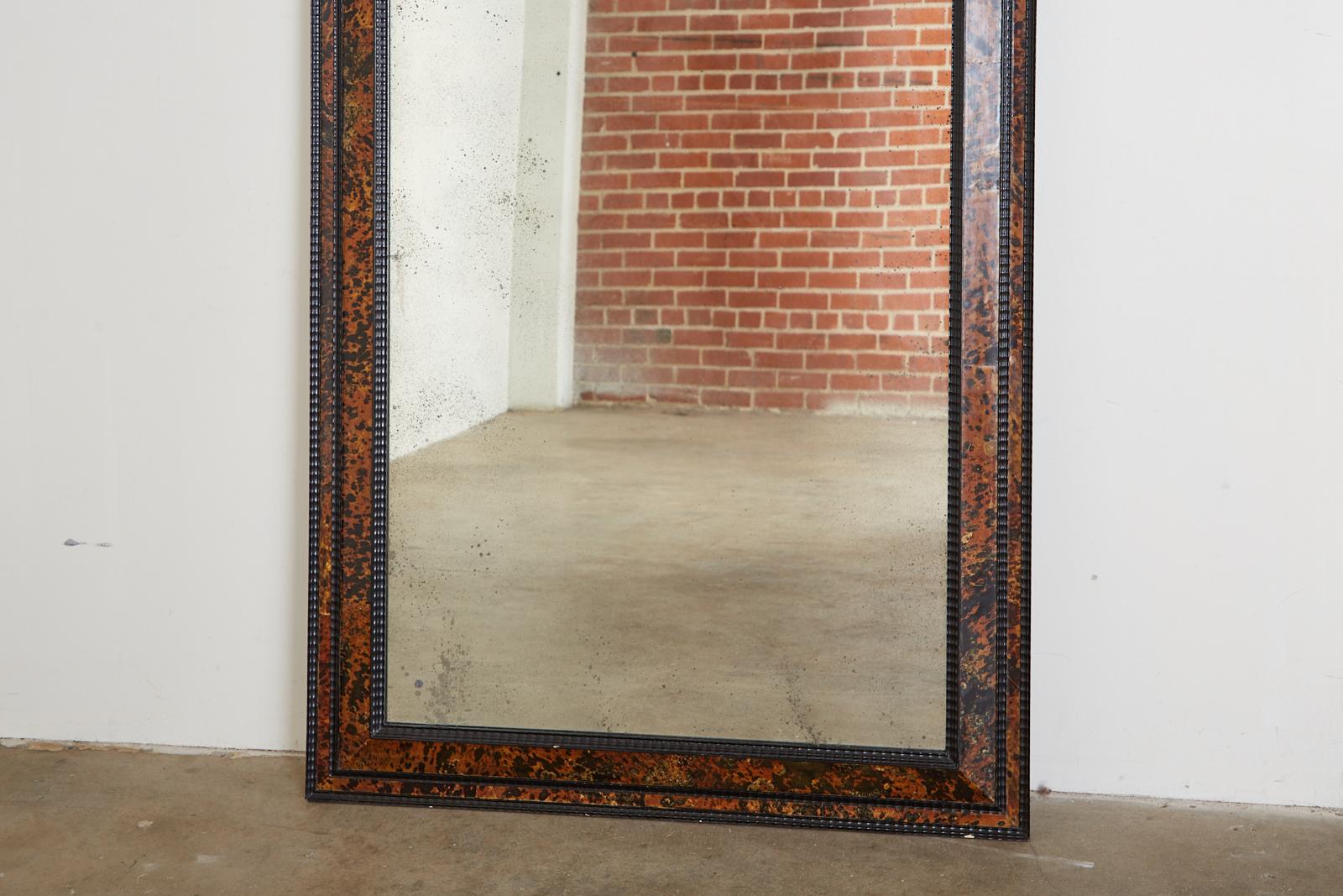 Faux Tortoiseshell and Ebony Dutch Baroque Style Mirror In Good Condition For Sale In Rio Vista, CA