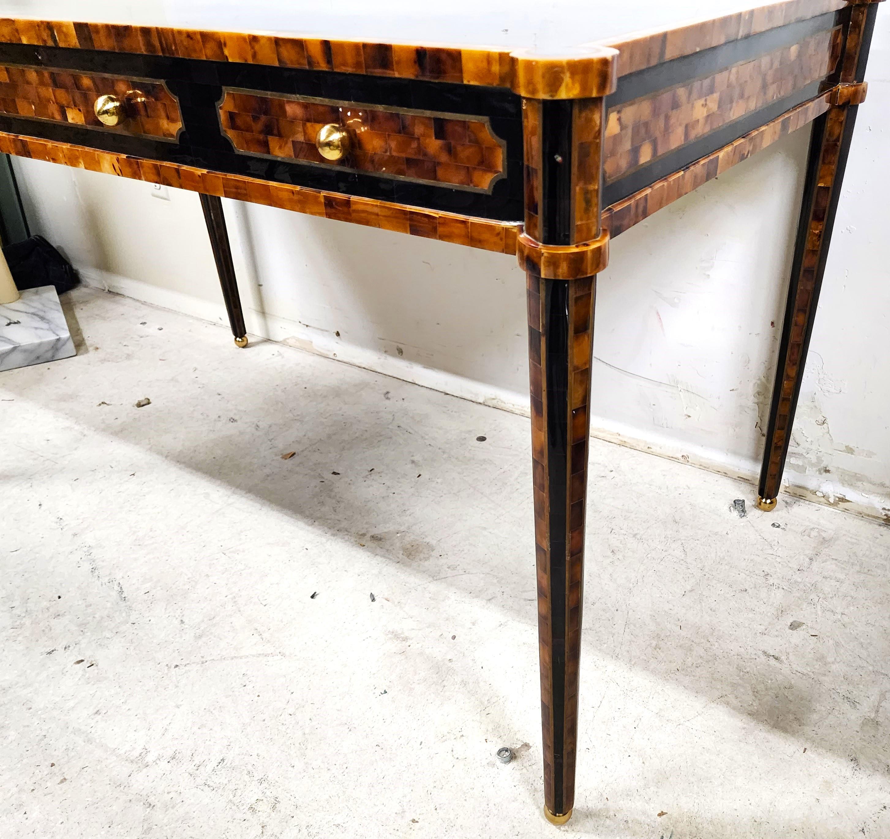 Faux Tortoiseshell Partners Desk by Maitland-Smith  For Sale 4
