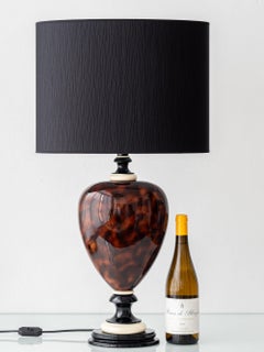 Faux Tortoiseshell Glazed Ceramic Table Lamp, France, circa 1970s