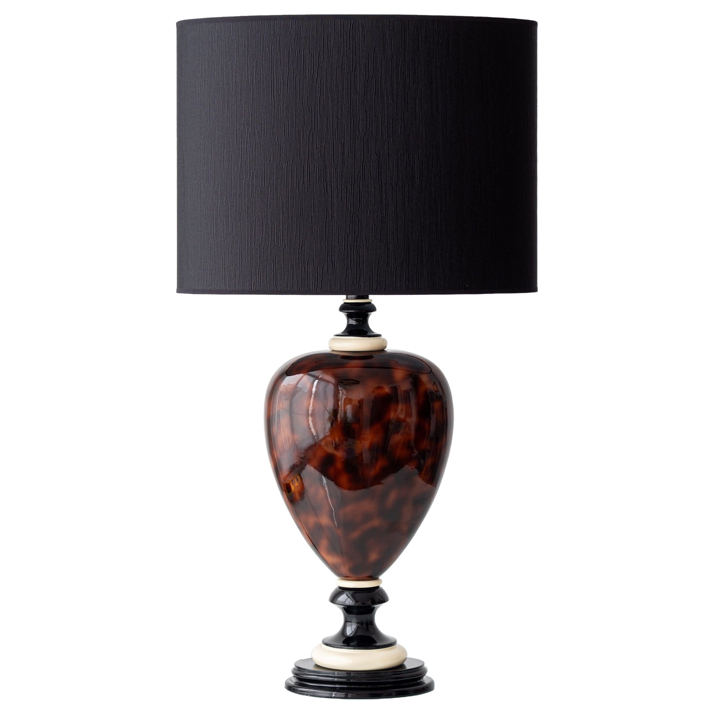 Faux Tortoiseshell Glazed Ceramic Table Lamp, France, circa 1970s For Sale