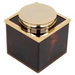 Faux Tortoiseshell Lucite and Brass Ice Bucket Christian Dior Style, Italy 1970s
