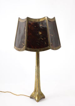 Faux Tortoiseshell Shaded Bronze Lamp, France 1950's
