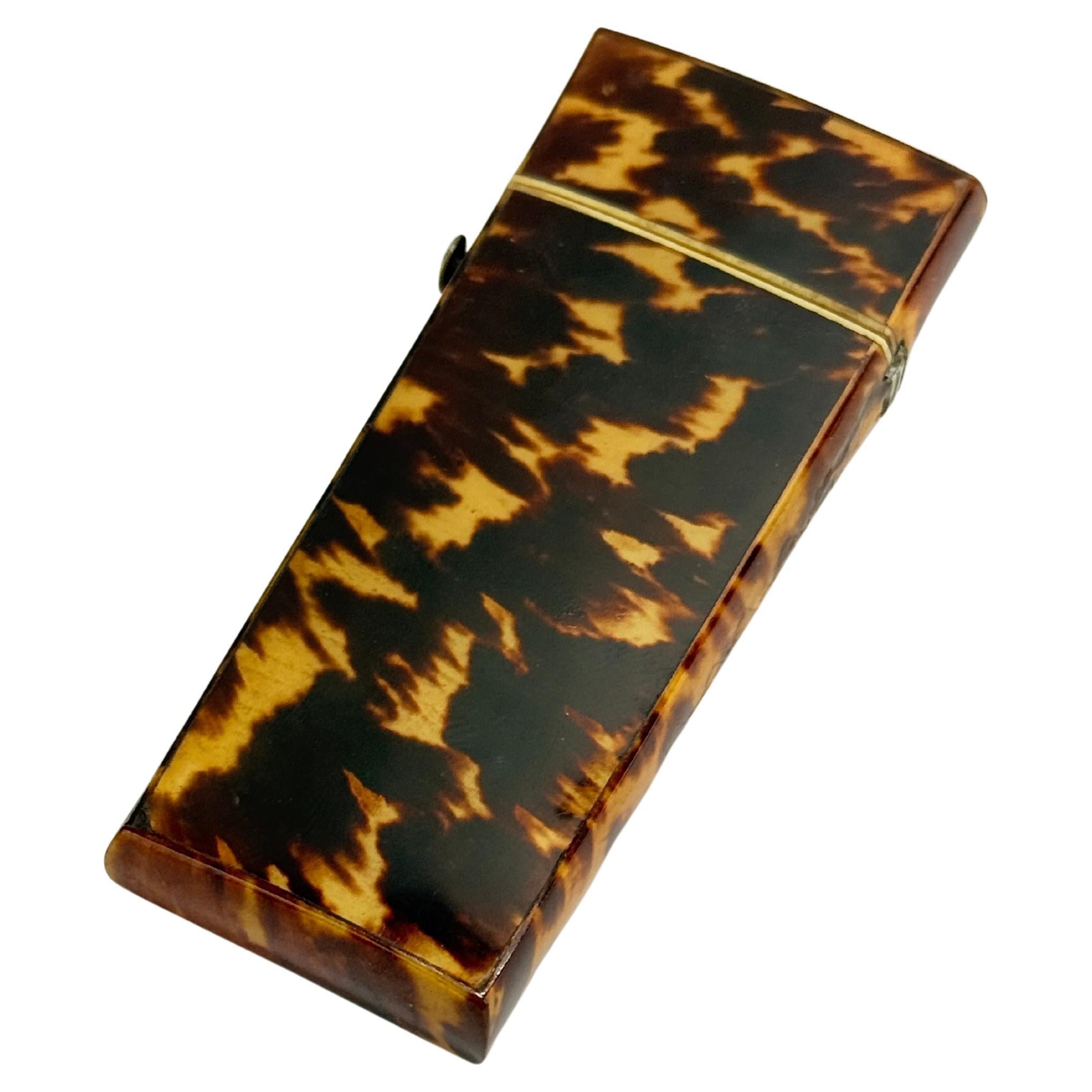 Faux Tortoiseshell Veneered Etui for Wax and Sealing Sticks, English c.1830–1860