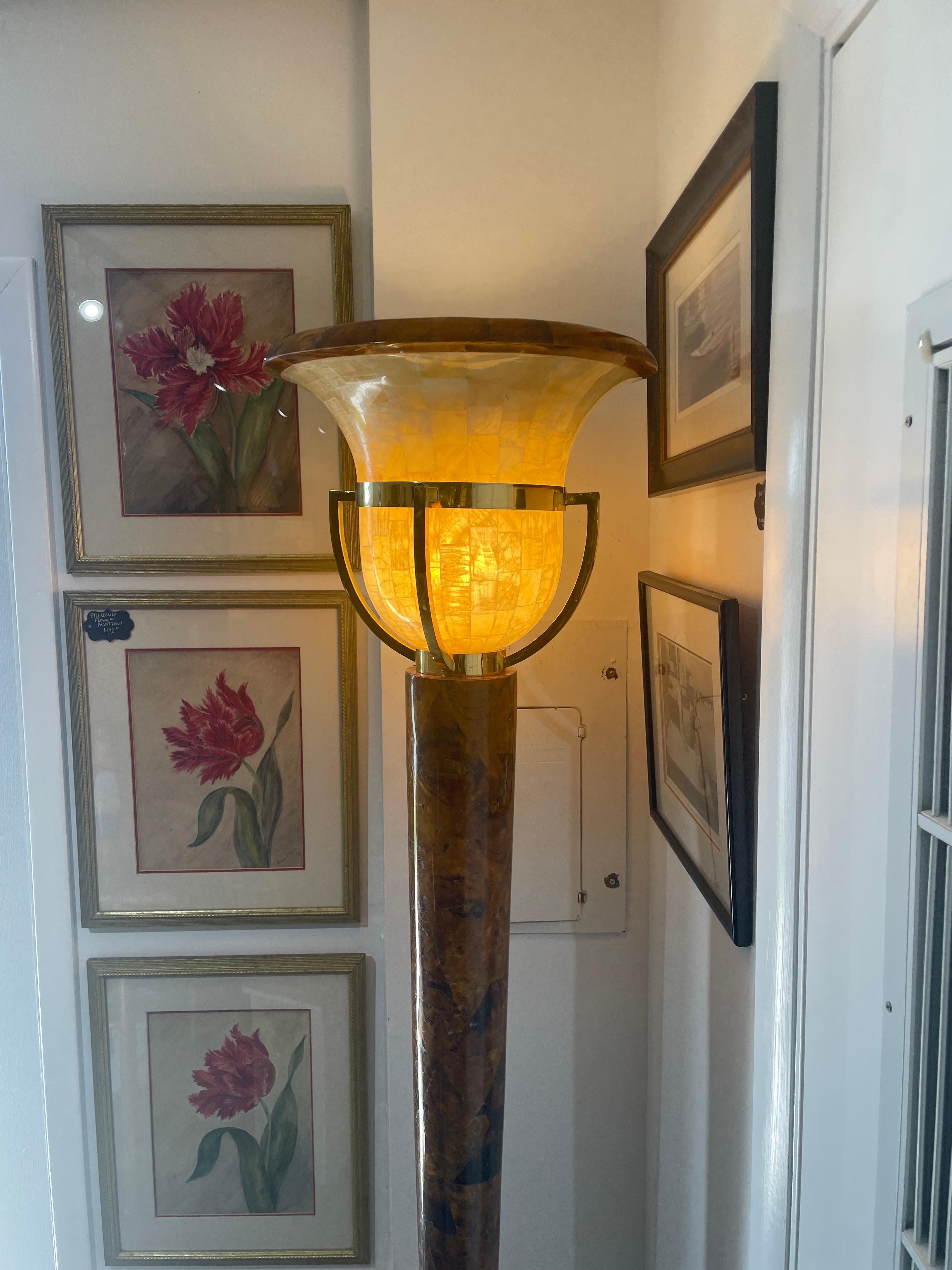 20th Century Faux Tourtouse Deco Floor Lamp