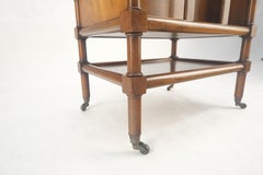 Faux Turned Wood Bamboo Canterbury Magazine Rack on Brass Casters Clean!