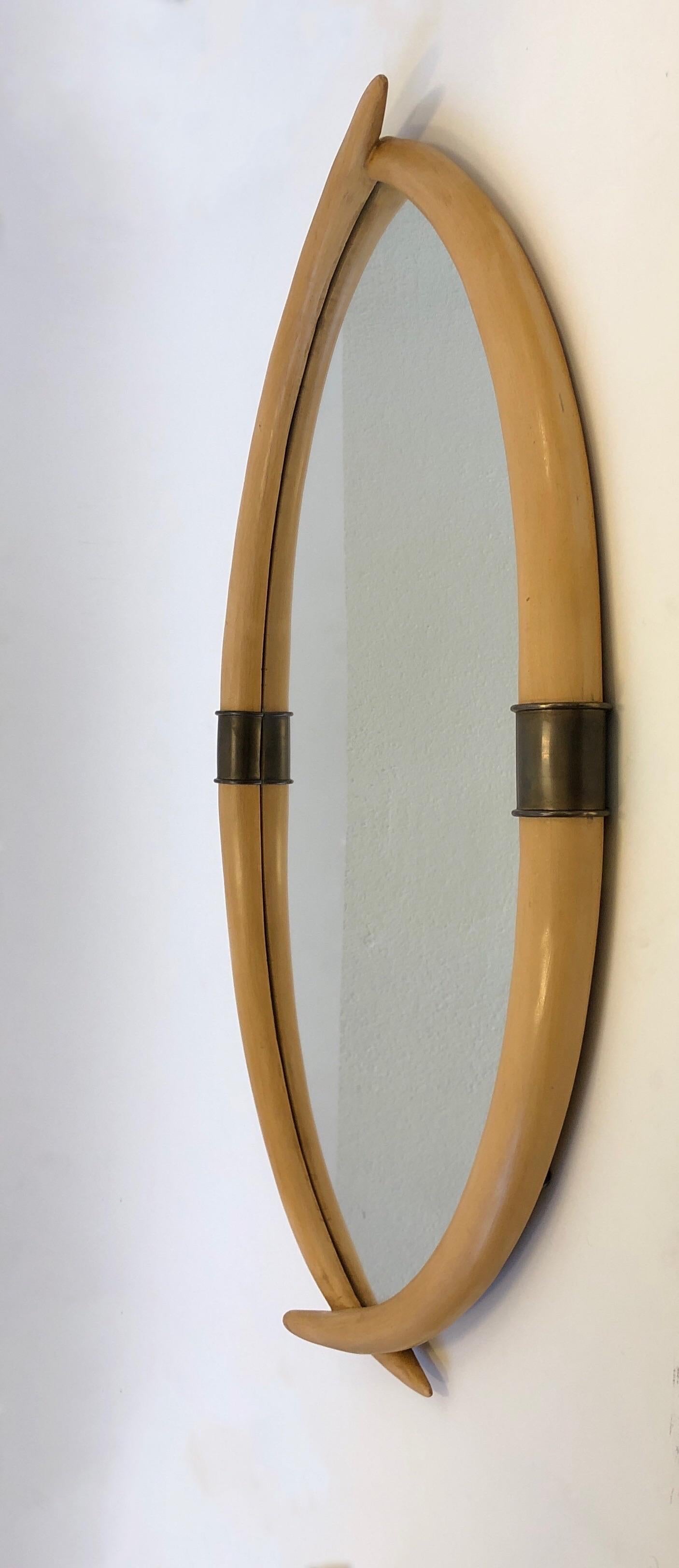 Faux Tusk and Brass Mirror by Chapman 1