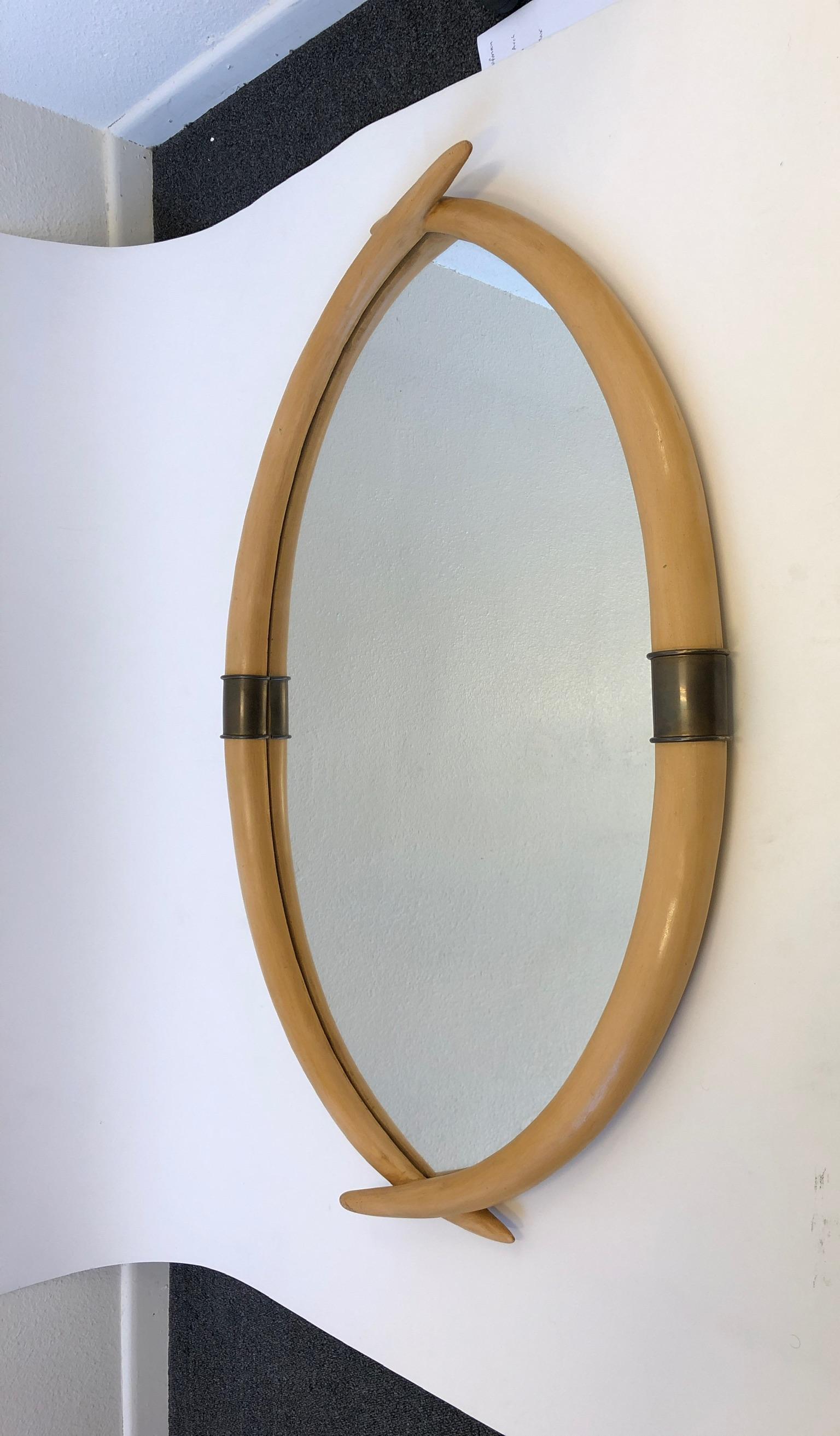 Faux Tusk and Brass Mirror by Chapman 2