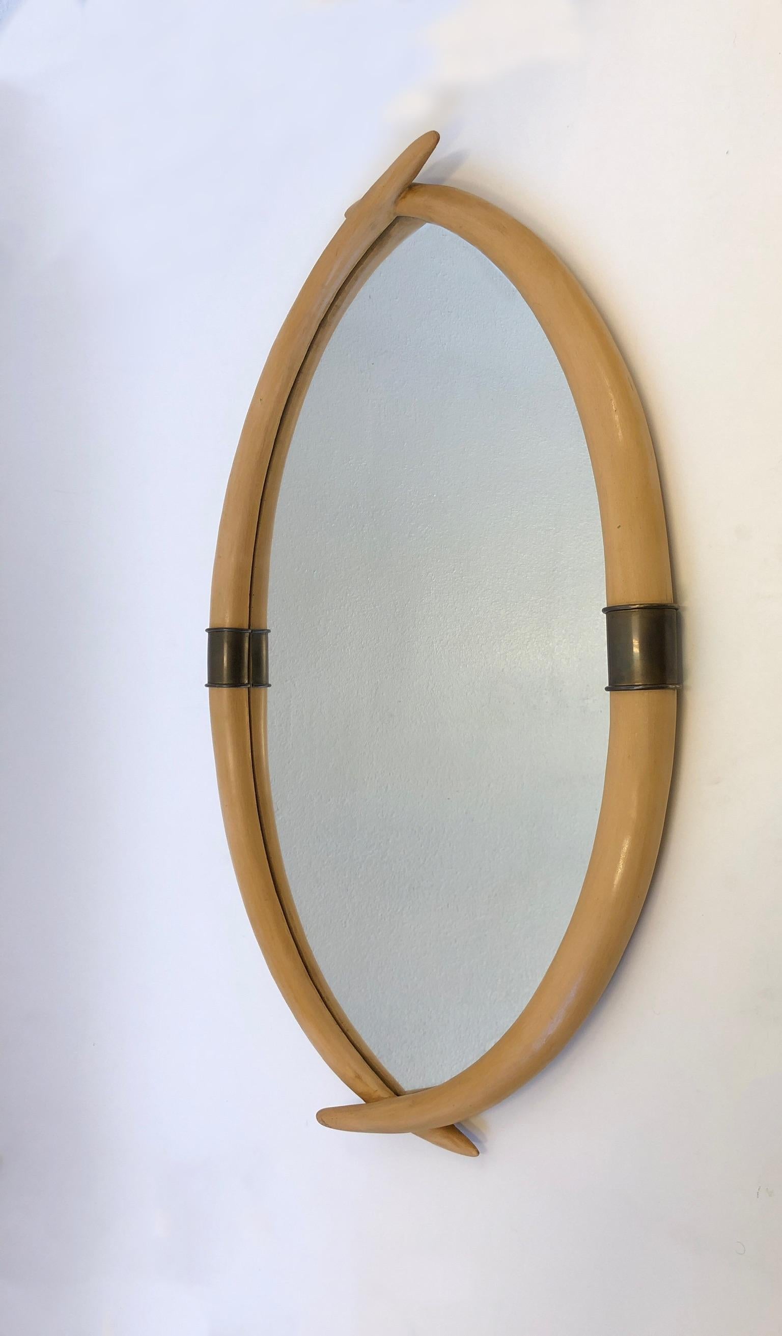 Faux Tusk and Brass Mirror by Chapman 3
