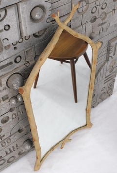 Specchio da parete con cornice a forma di cupola Faux Twig firmato dall'artista Carol Canner