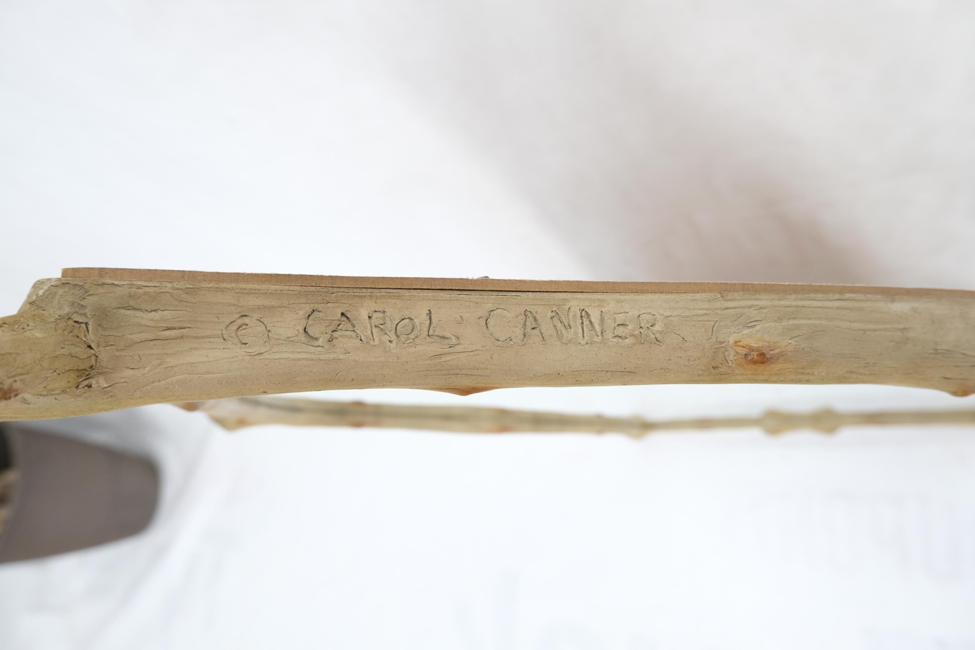 20th Century Faux Twig Dome Shape Frame Wall Mirror Artist Signed Carol Canner
