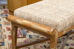 Faux Vintage Contemporary Modern Rustic Cushioned Wood Cross Bottom Bench