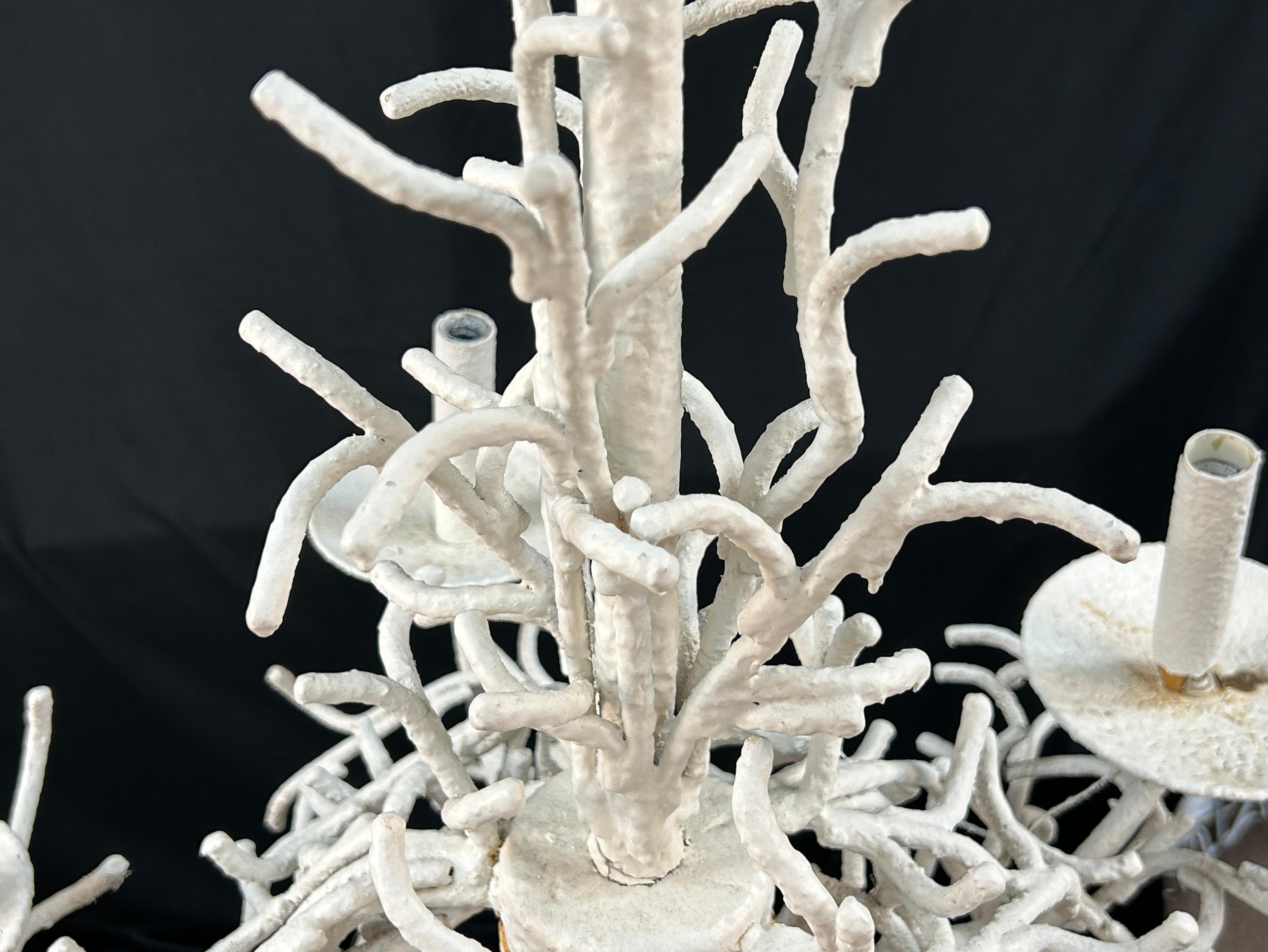 Faux White Coral Chandelier In Good Condition In Bradenton, FL