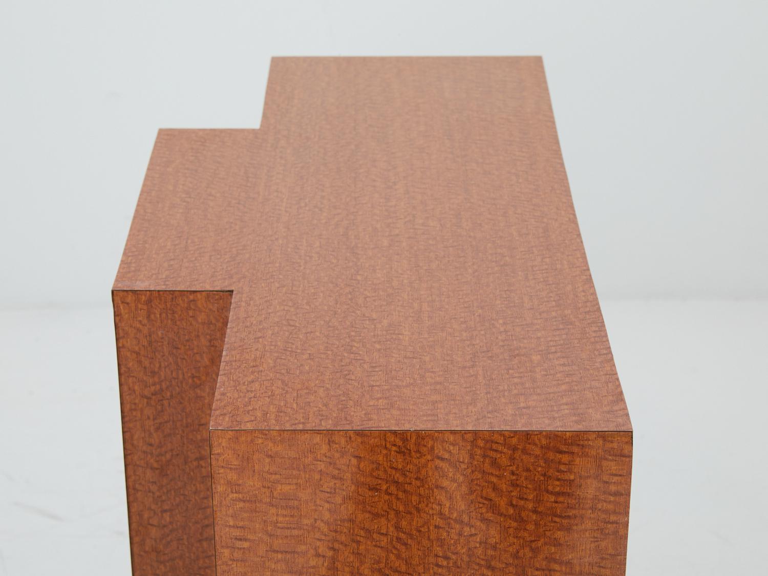 Unknown Faux Wood Geometric Pedestal, 1980s