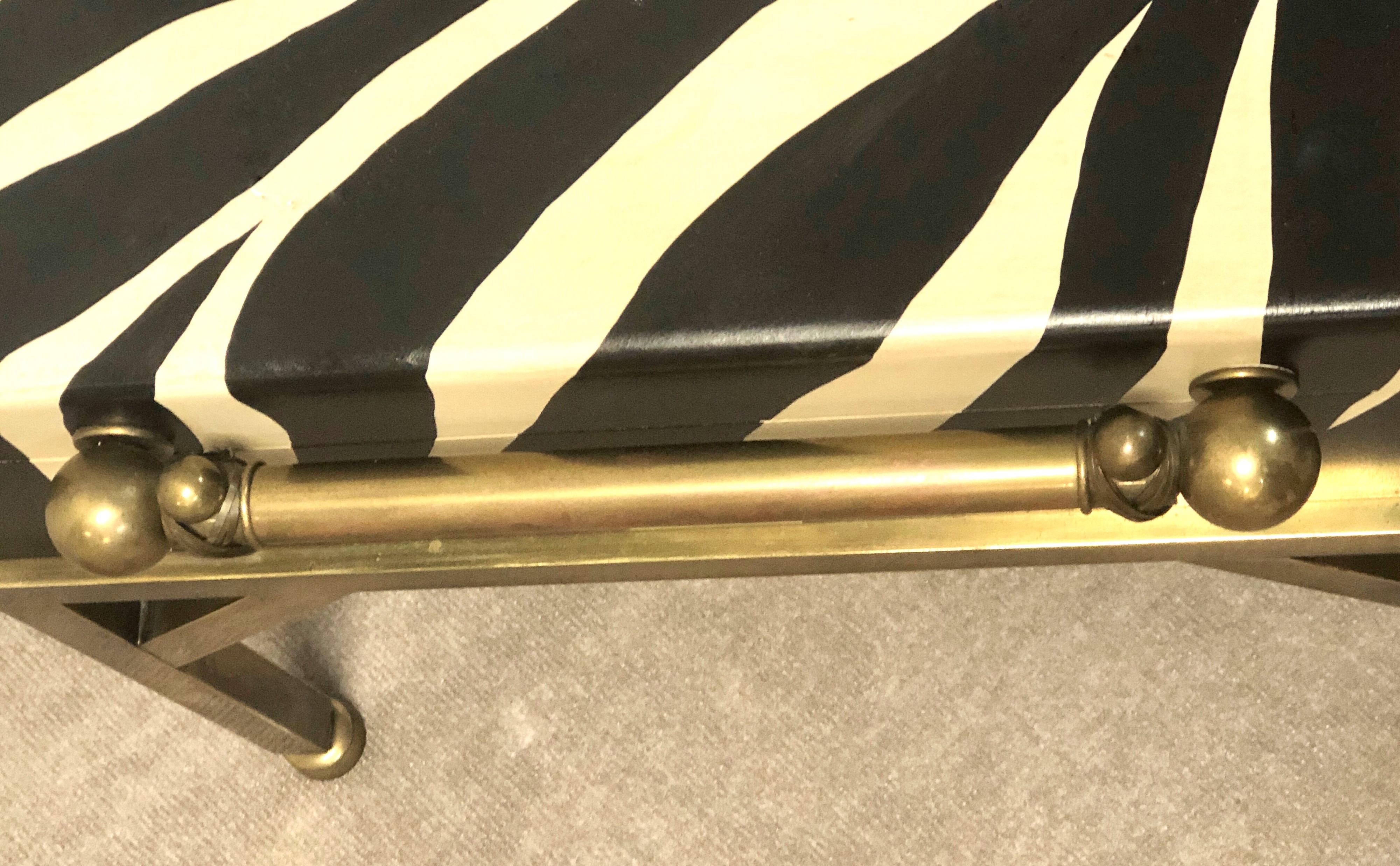Faux Zebra Box Table with Brass Stand by Hart Associates, 1980s 5
