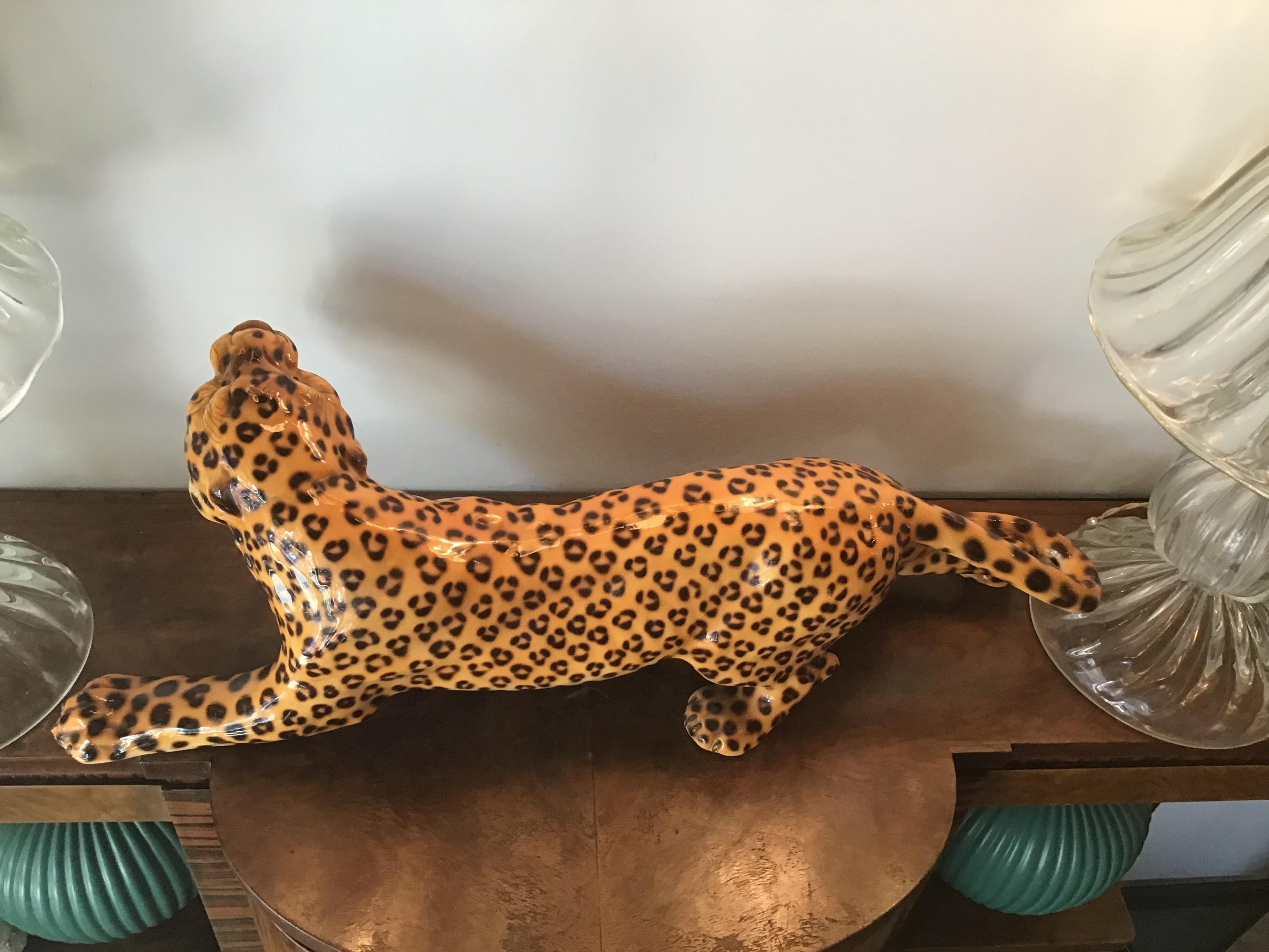 Other Favaro Cecchetto Leopard Ceramic 1940 Italy 