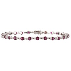 Favero Ruby and Diamond Line Bracelet in 18K White Gold