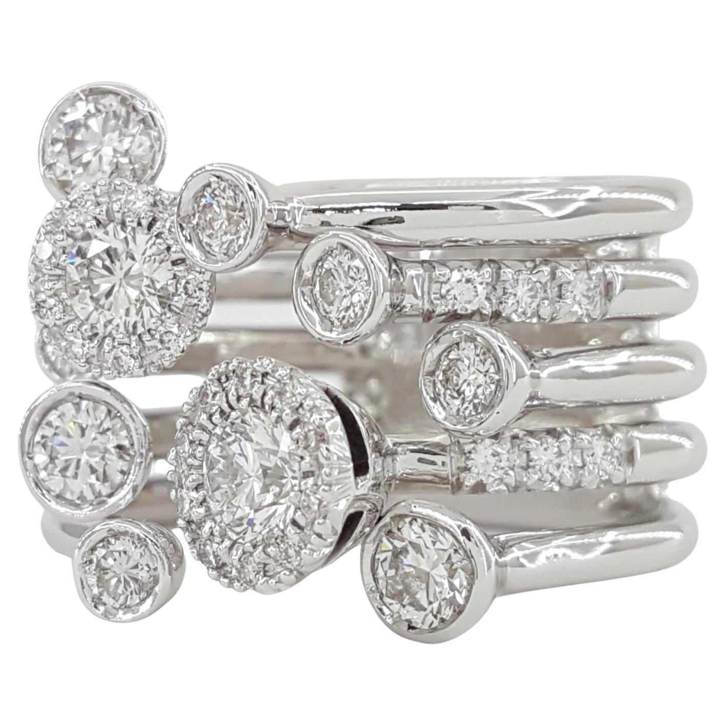 Favero Calla Collection Diamond Halo Statement Ring  1.8ct (Moderne) im Angebot