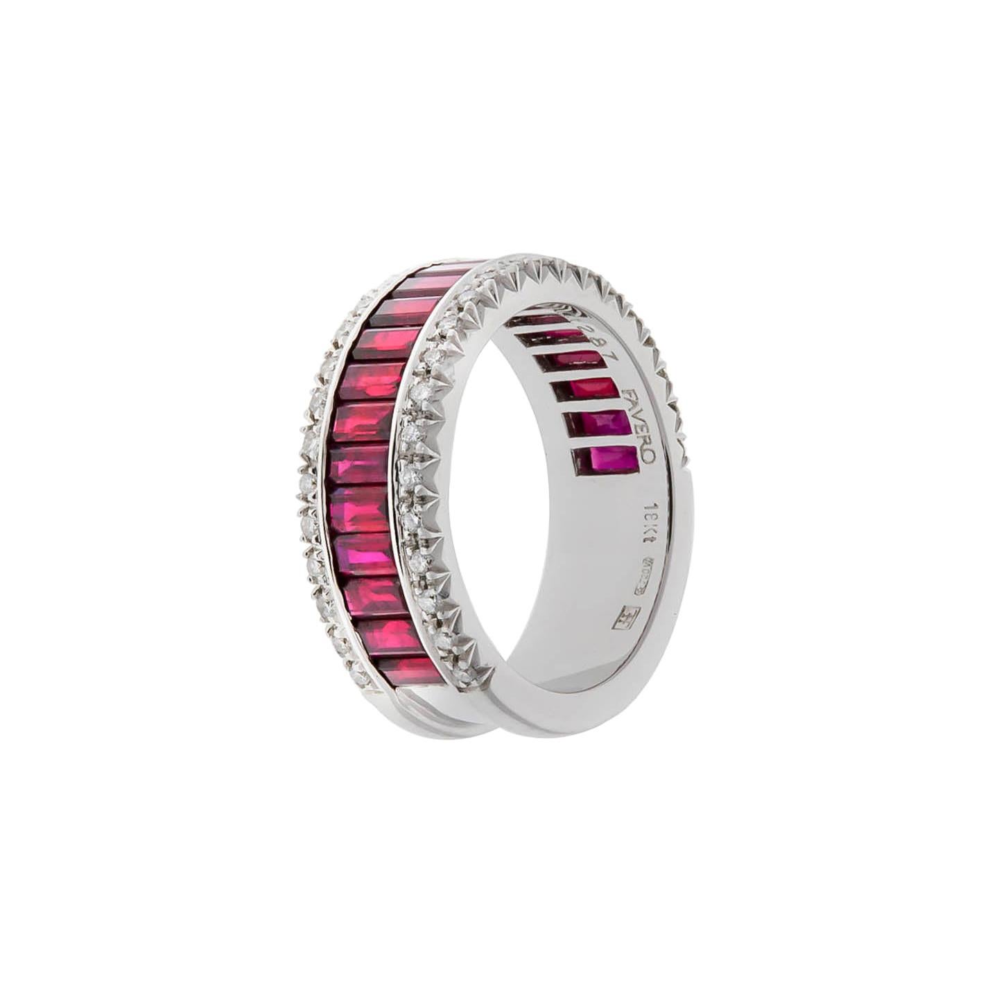 Favero Emerald Cut Ruby and Diamond Ring