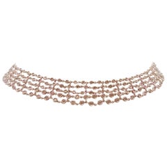 Favero Five-Row Diamond Necklace in 18 Karat White Gold