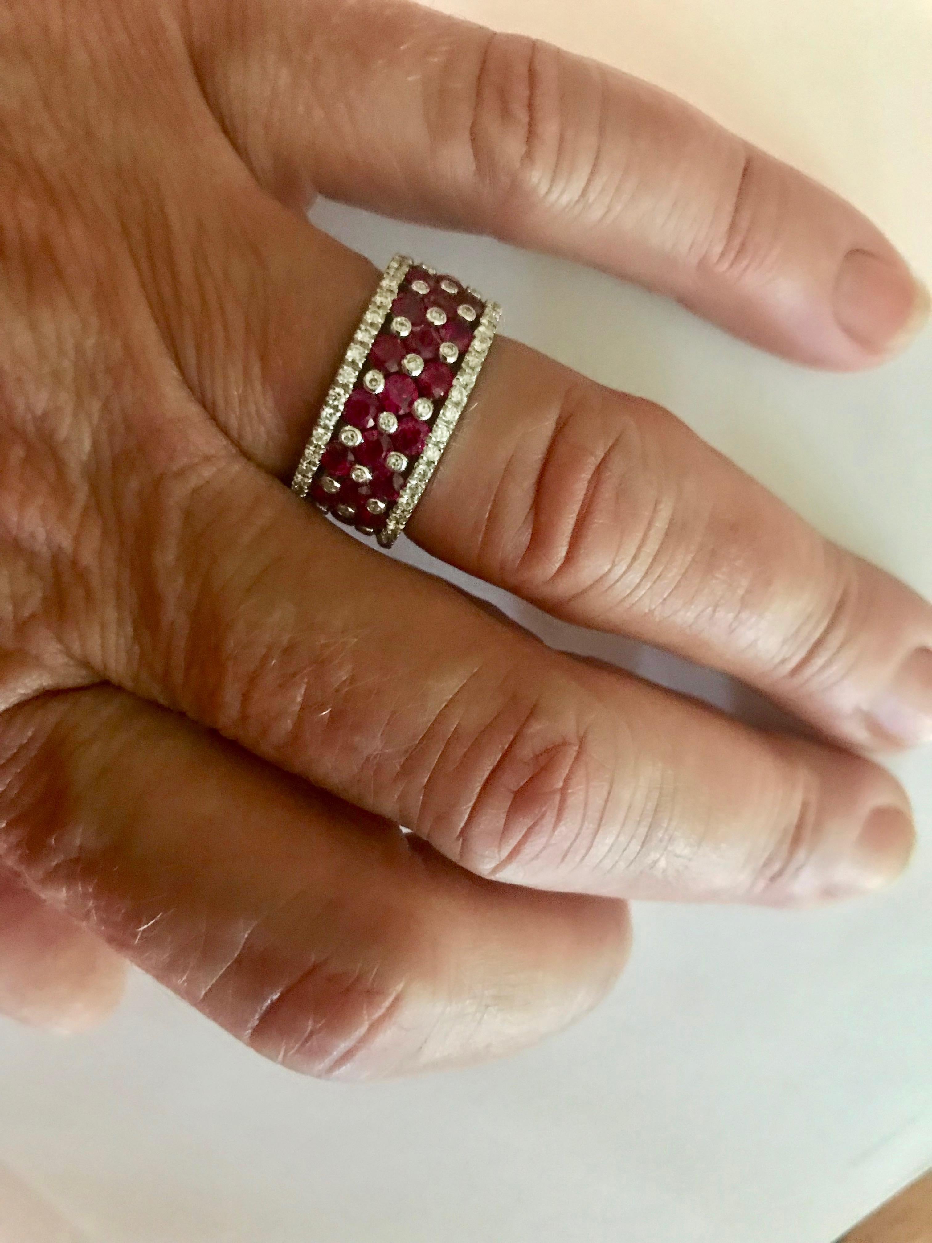 Favero Ruby and Diamond Ring In New Condition For Sale In Spartanburg, SC
