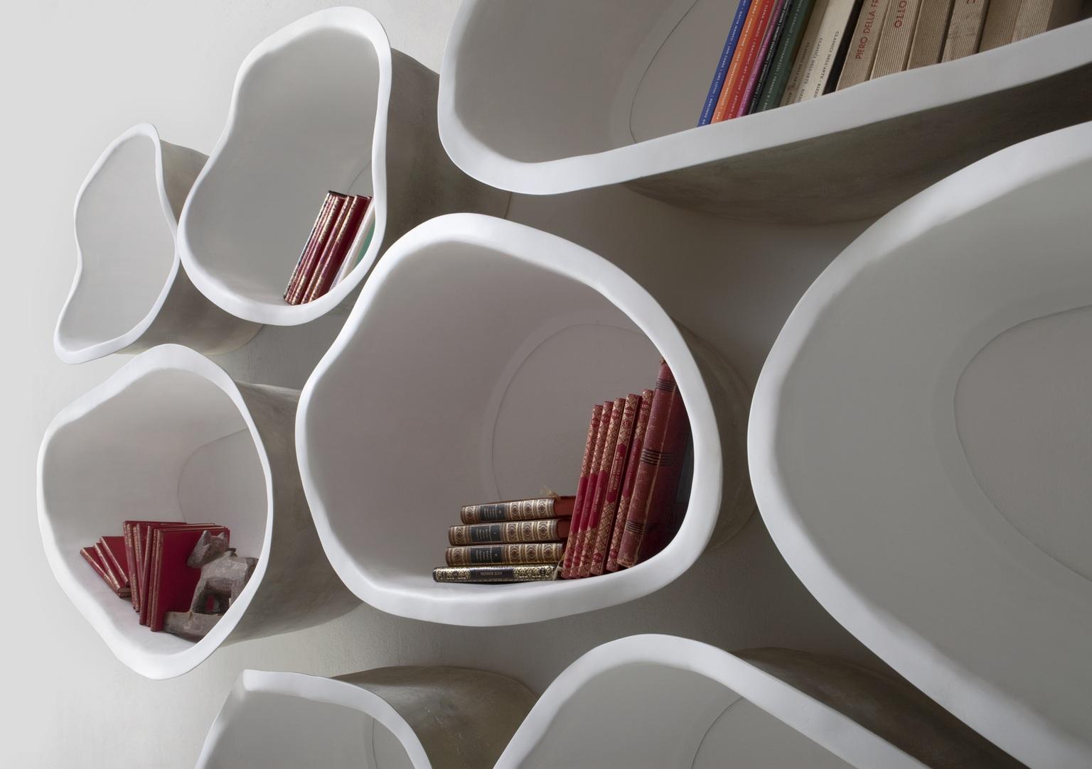 Modern 21st Century Verter Turroni White Fibreglass Modular Bookshelf Shelf Shelving For Sale