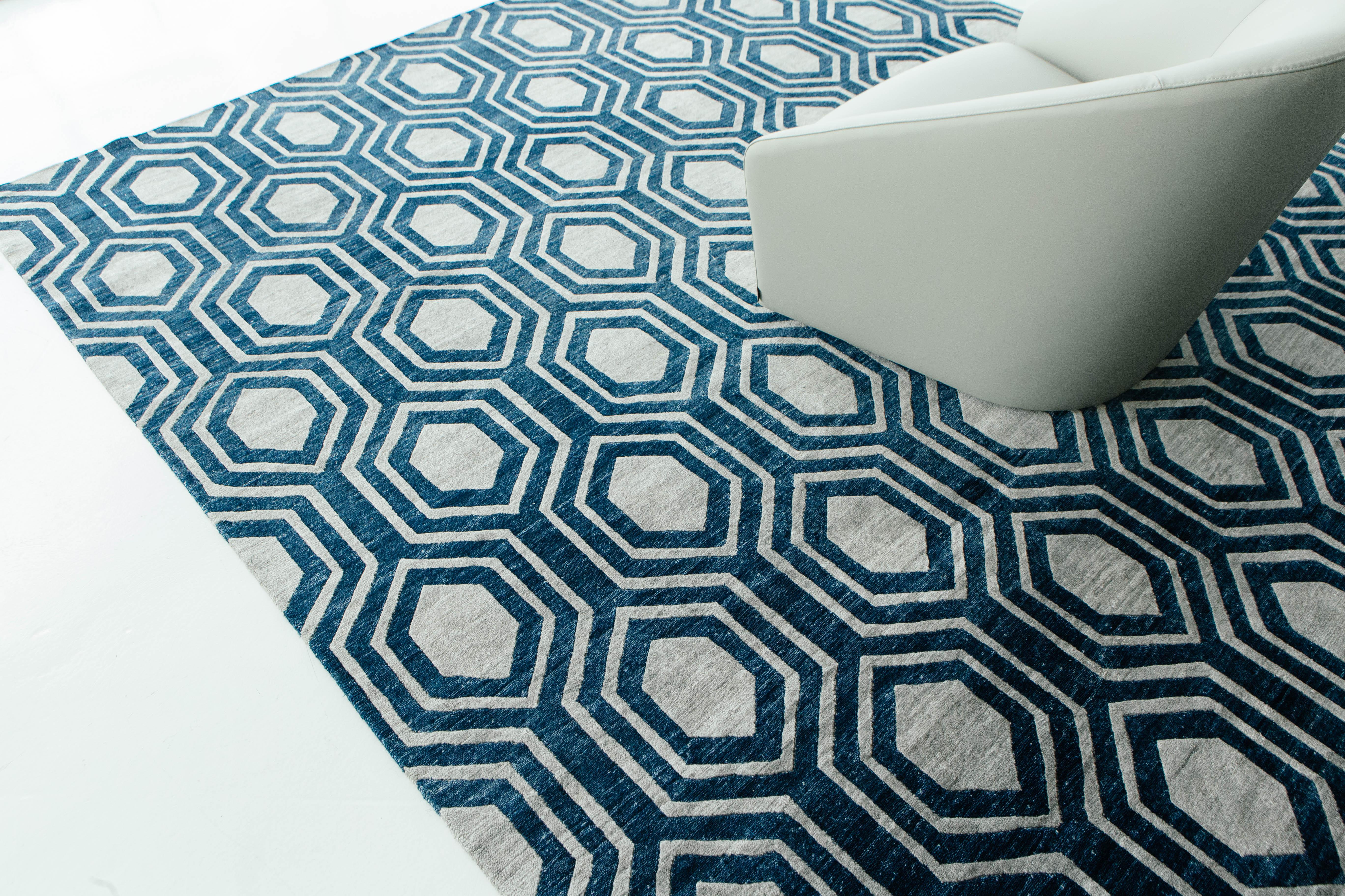 Tappeto Favo Design moderno in seta di bambù in vendita 4